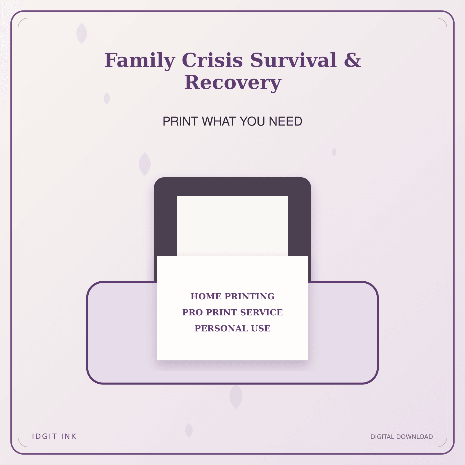 Idgit Ink Family Crisis Survival & Recovery deluxe journal and planner bundle — home and professional printing information