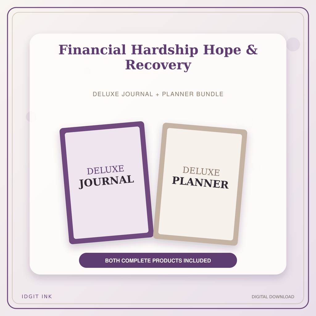 Idgit Ink Financial Hardship Hope & Recovery deluxe journal and planner bundle — primary bundle cover showing both deluxe products