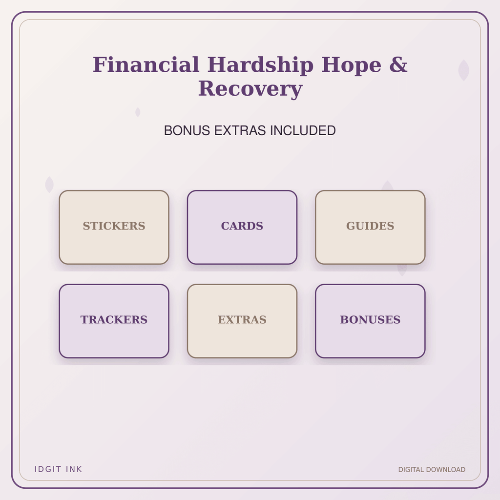 Idgit Ink Financial Hardship Hope & Recovery deluxe journal and planner bundle — included digital stickers and cards