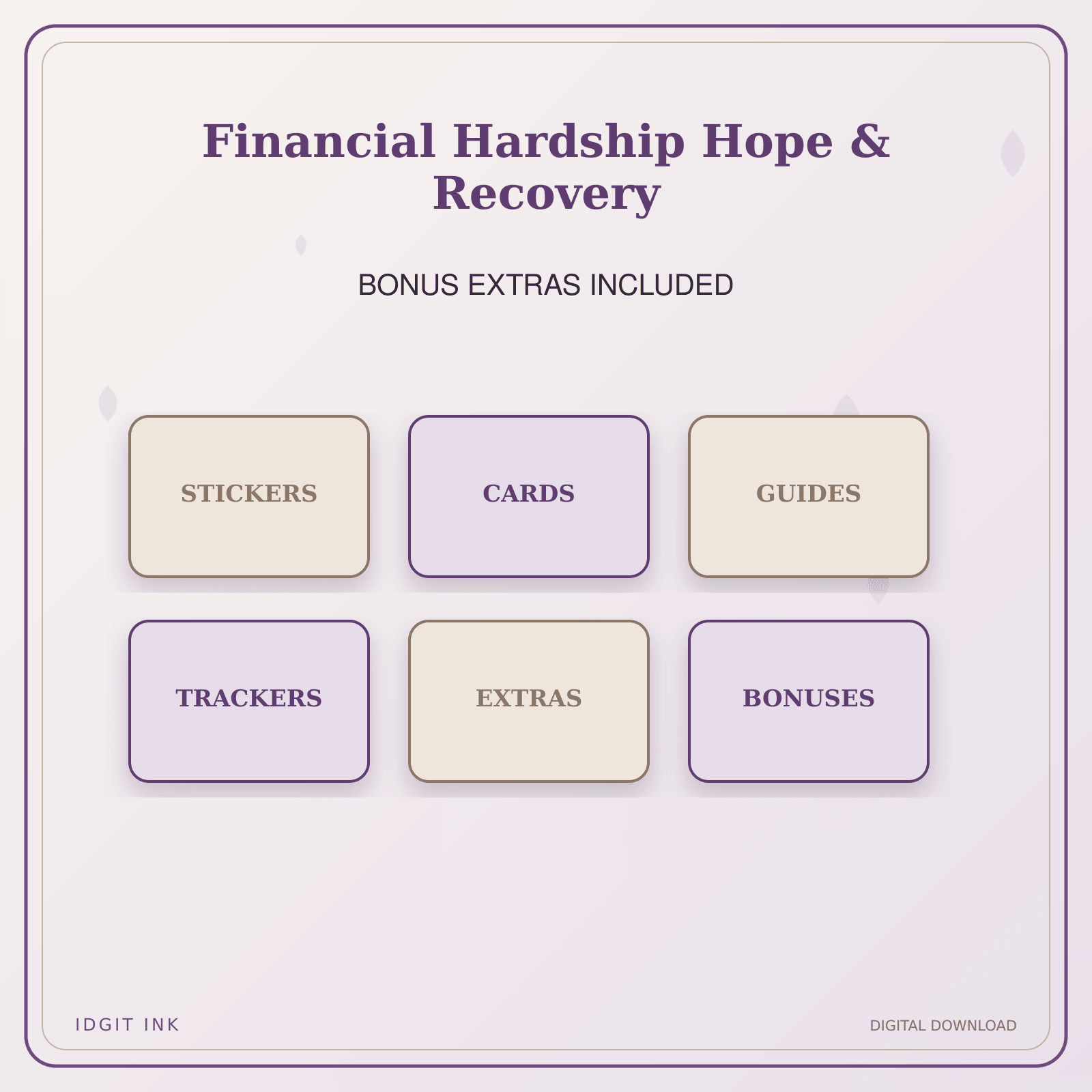 Idgit Ink Financial Hardship Hope & Recovery deluxe journal and planner bundle — included digital stickers and cards