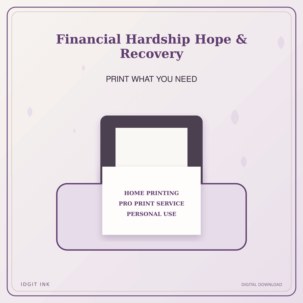 Idgit Ink Financial Hardship Hope & Recovery deluxe journal and planner bundle — home and professional printing information