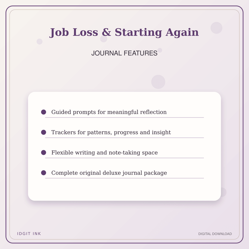 Idgit Ink Job Loss & Starting Again deluxe journal and planner bundle — journal prompts and reflection features