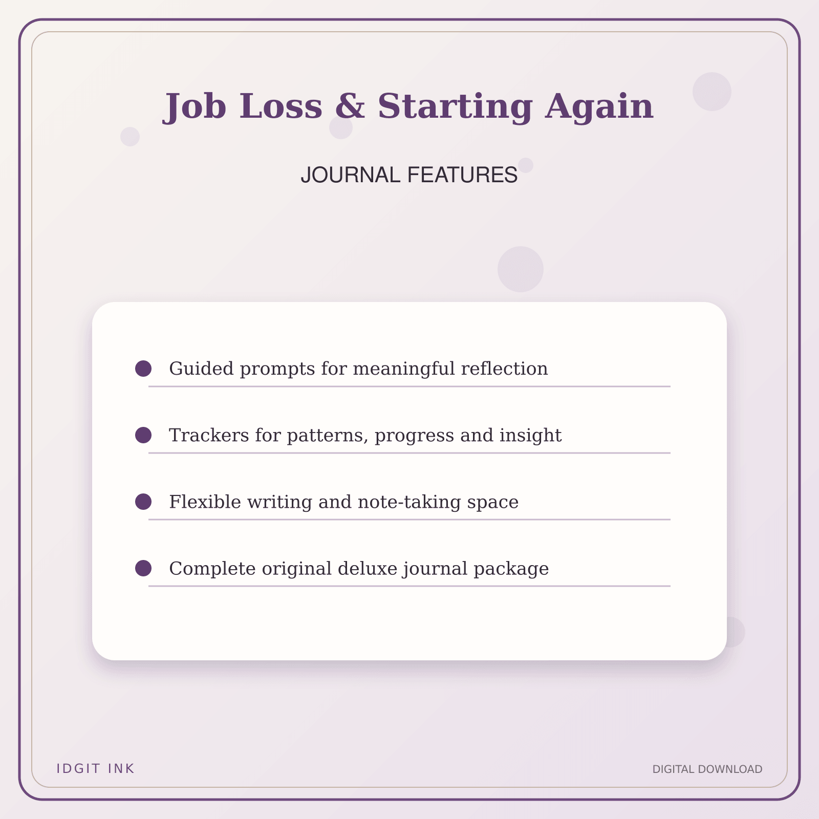 Idgit Ink Job Loss & Starting Again deluxe journal and planner bundle — journal prompts and reflection features