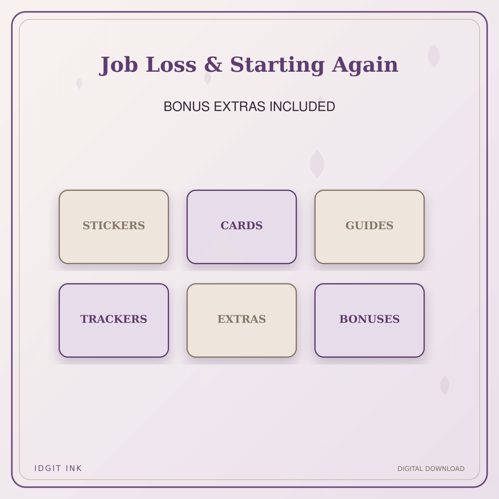Idgit Ink Job Loss & Starting Again deluxe journal and planner bundle — included digital stickers and cards