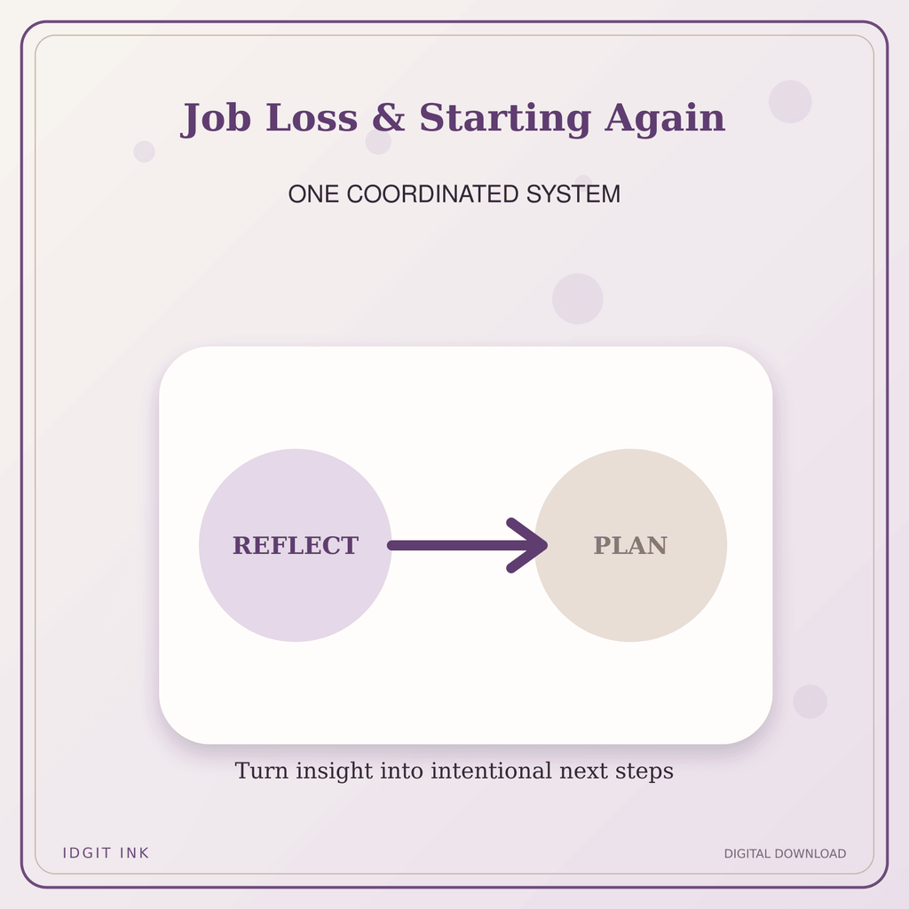 Idgit Ink Job Loss & Starting Again deluxe journal and planner bundle — topic-specific benefits and use cases