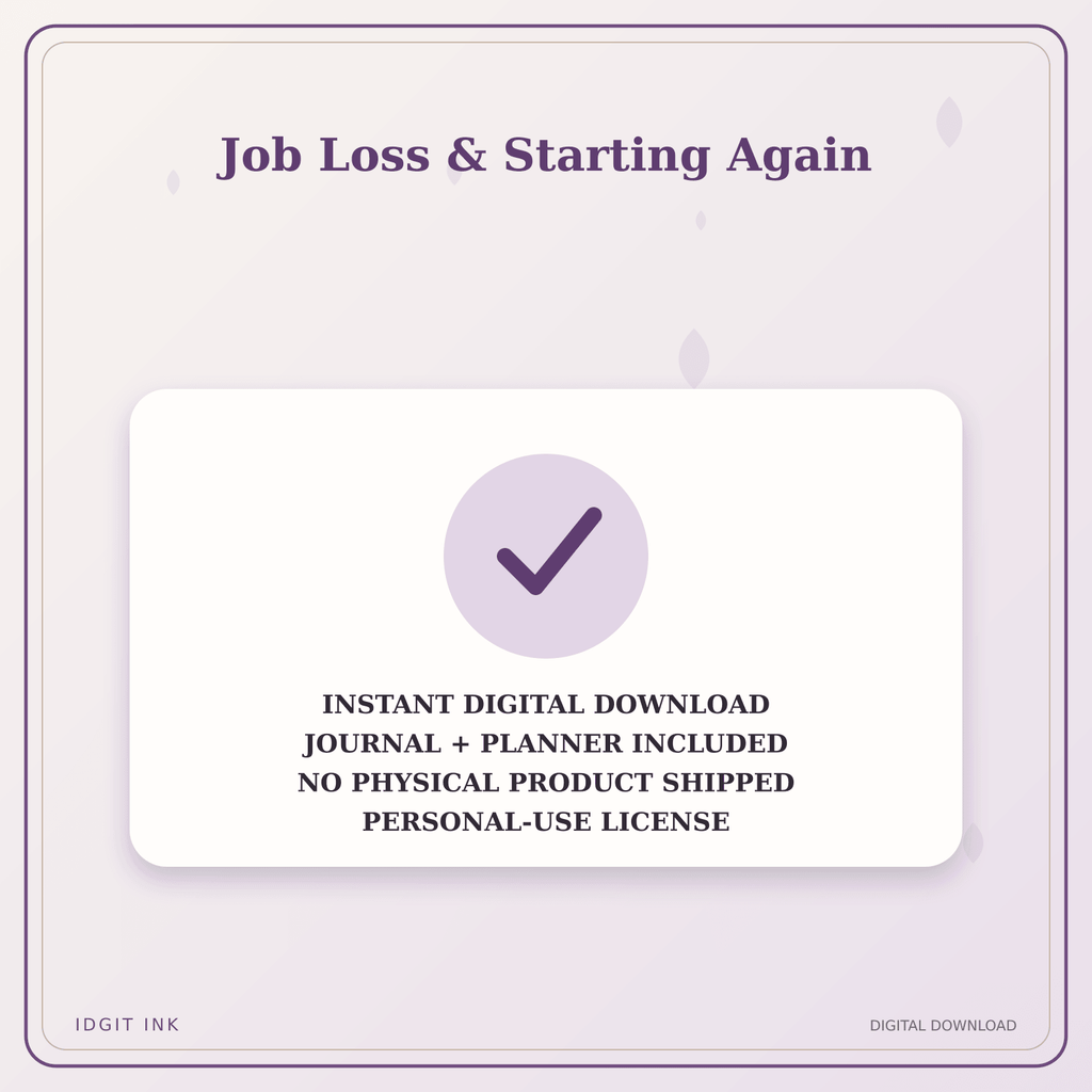 Idgit Ink Job Loss & Starting Again deluxe journal and planner bundle — instant download and no physical product notice