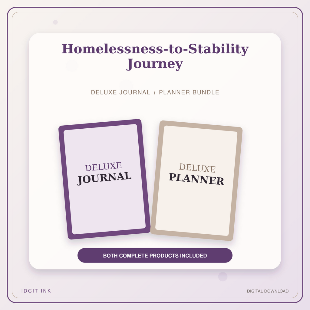 Idgit Ink Homelessness-to-Stability Journey deluxe journal and planner bundle — primary bundle cover showing both deluxe products