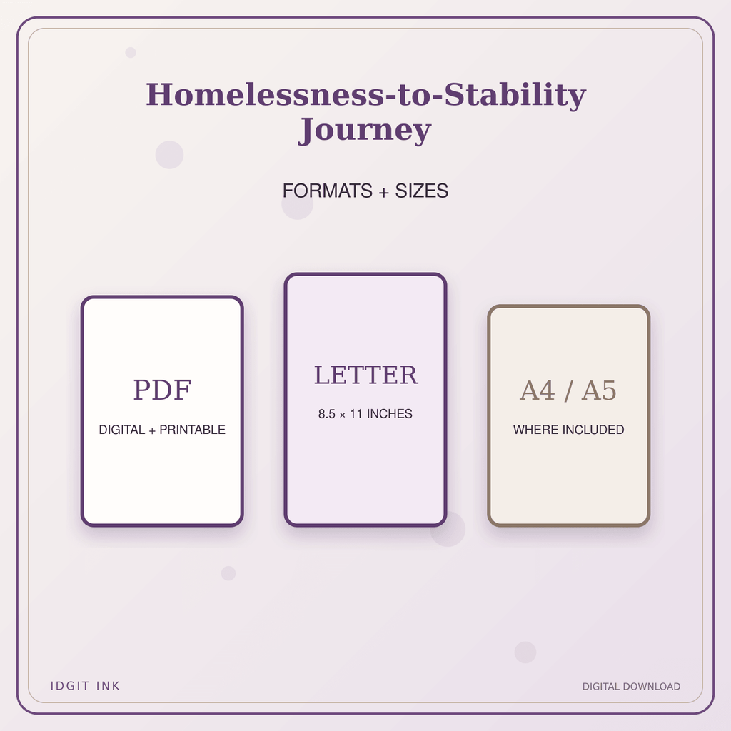 Idgit Ink Homelessness-to-Stability Journey deluxe journal and planner bundle — digital formats and available page sizes