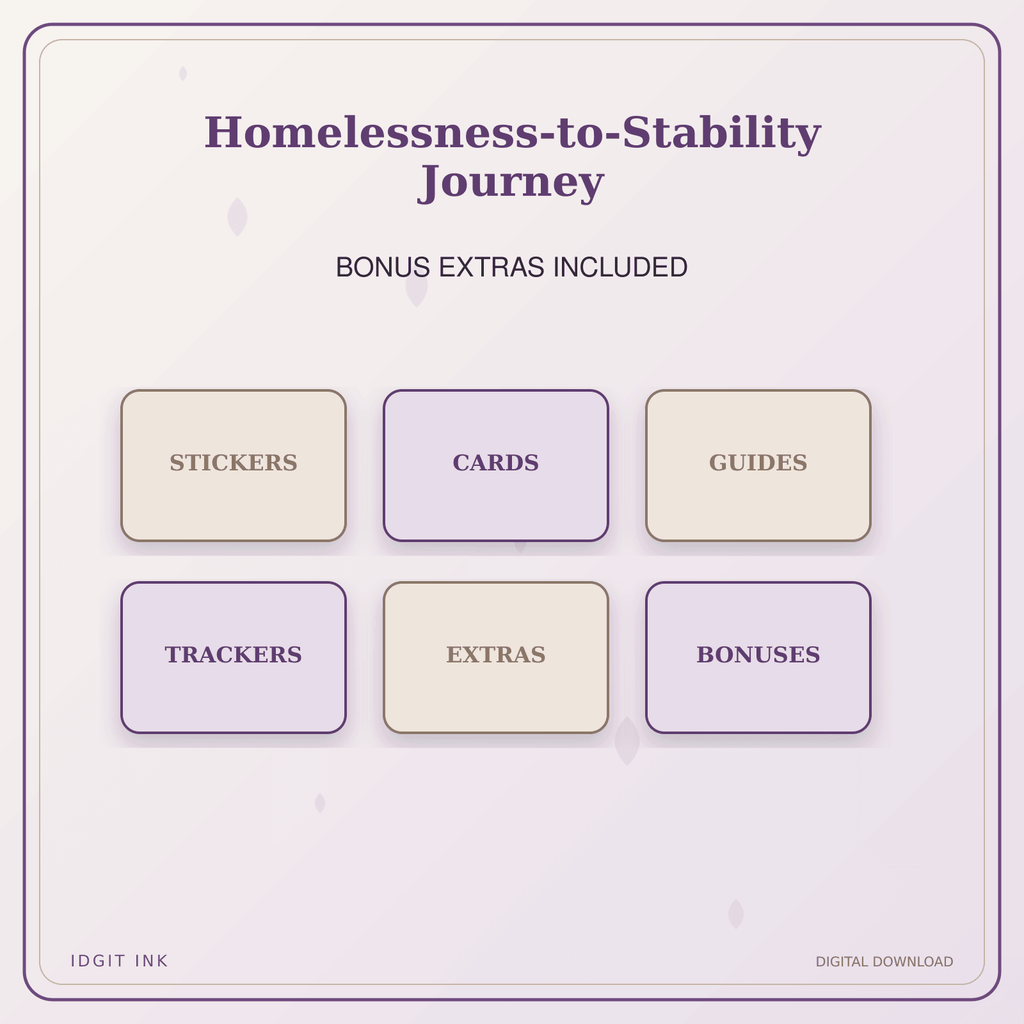 Idgit Ink Homelessness-to-Stability Journey deluxe journal and planner bundle — included digital stickers and cards