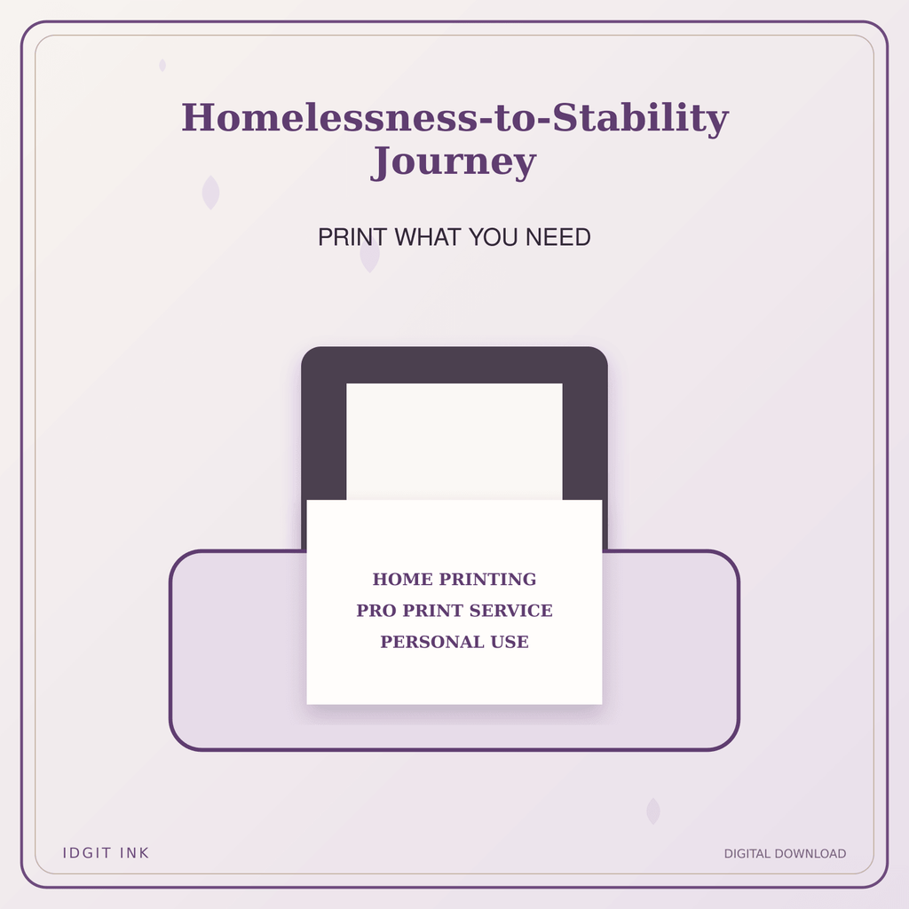 Idgit Ink Homelessness-to-Stability Journey deluxe journal and planner bundle — home and professional printing information