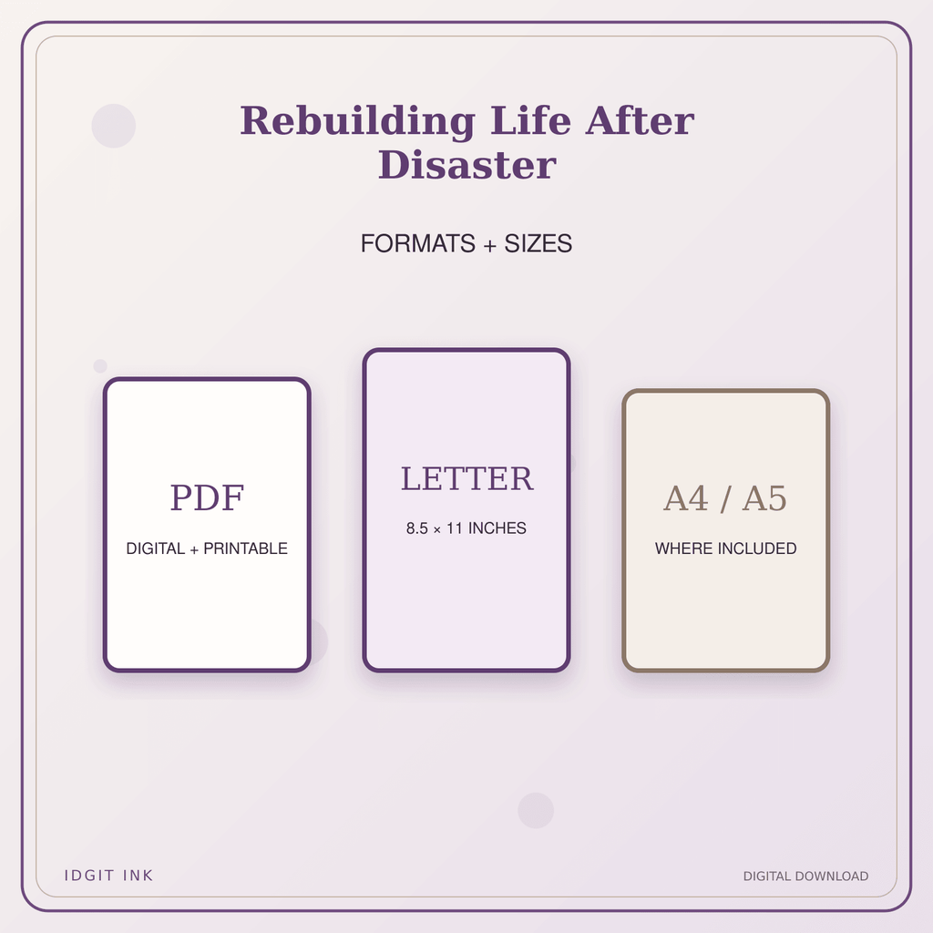 Idgit Ink Rebuilding Life After Disaster deluxe journal and planner bundle — digital formats and available page sizes