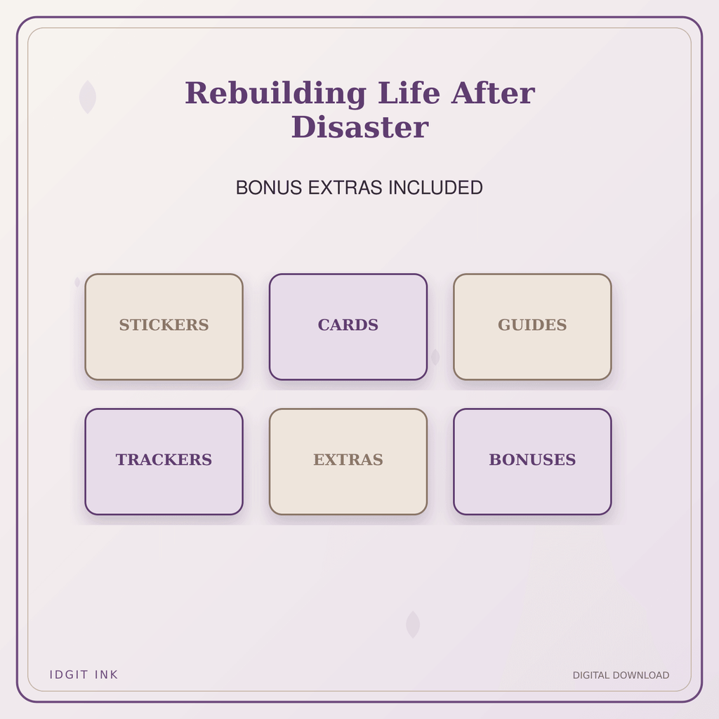 Idgit Ink Rebuilding Life After Disaster deluxe journal and planner bundle — included digital stickers and cards