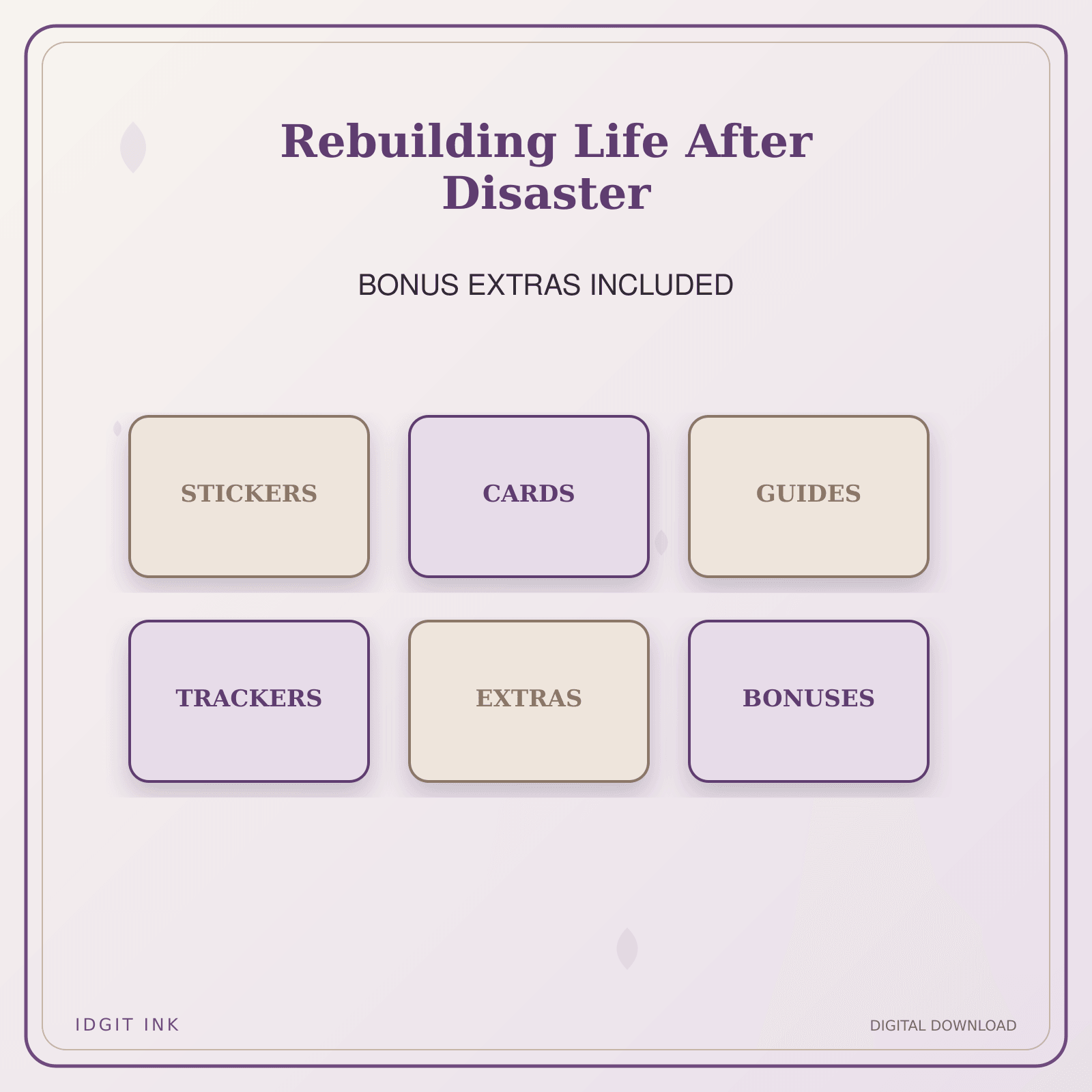 Idgit Ink Rebuilding Life After Disaster deluxe journal and planner bundle — included digital stickers and cards