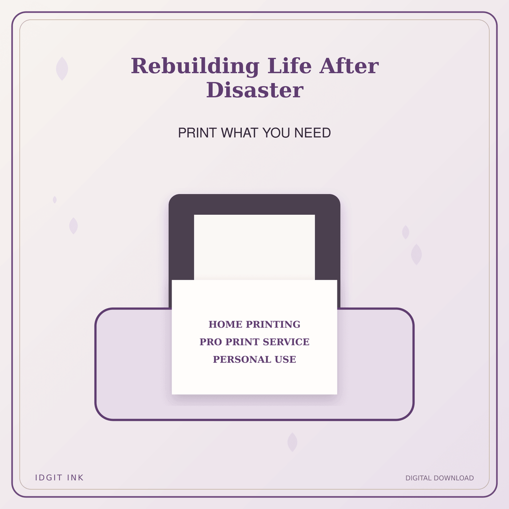 Idgit Ink Rebuilding Life After Disaster deluxe journal and planner bundle — home and professional printing information