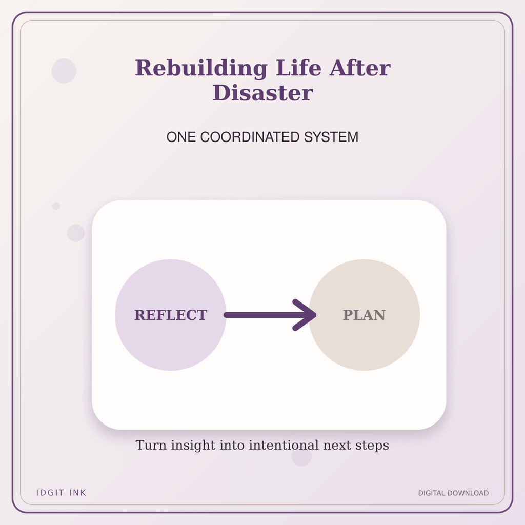 Idgit Ink Rebuilding Life After Disaster deluxe journal and planner bundle — topic-specific benefits and use cases