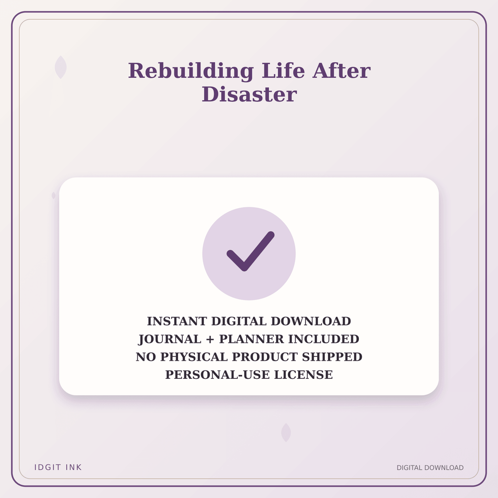 Idgit Ink Rebuilding Life After Disaster deluxe journal and planner bundle — instant download and no physical product notice