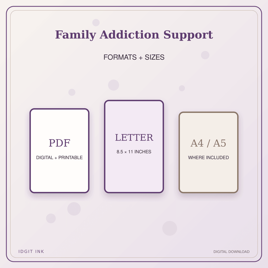 Idgit Ink Family Addiction Support deluxe journal and planner bundle — digital formats and available page sizes