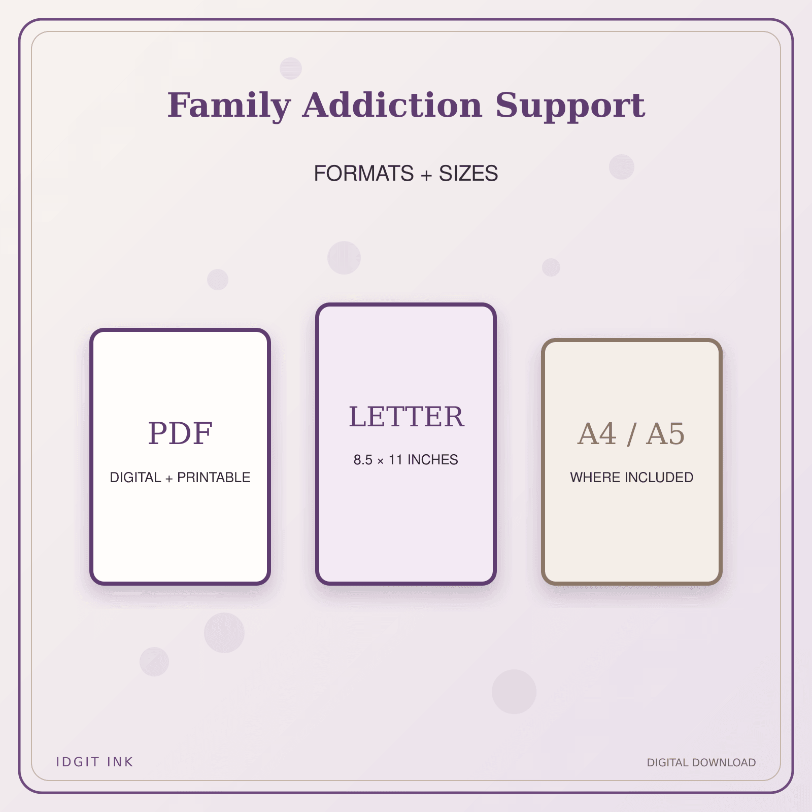 Idgit Ink Family Addiction Support deluxe journal and planner bundle — digital formats and available page sizes