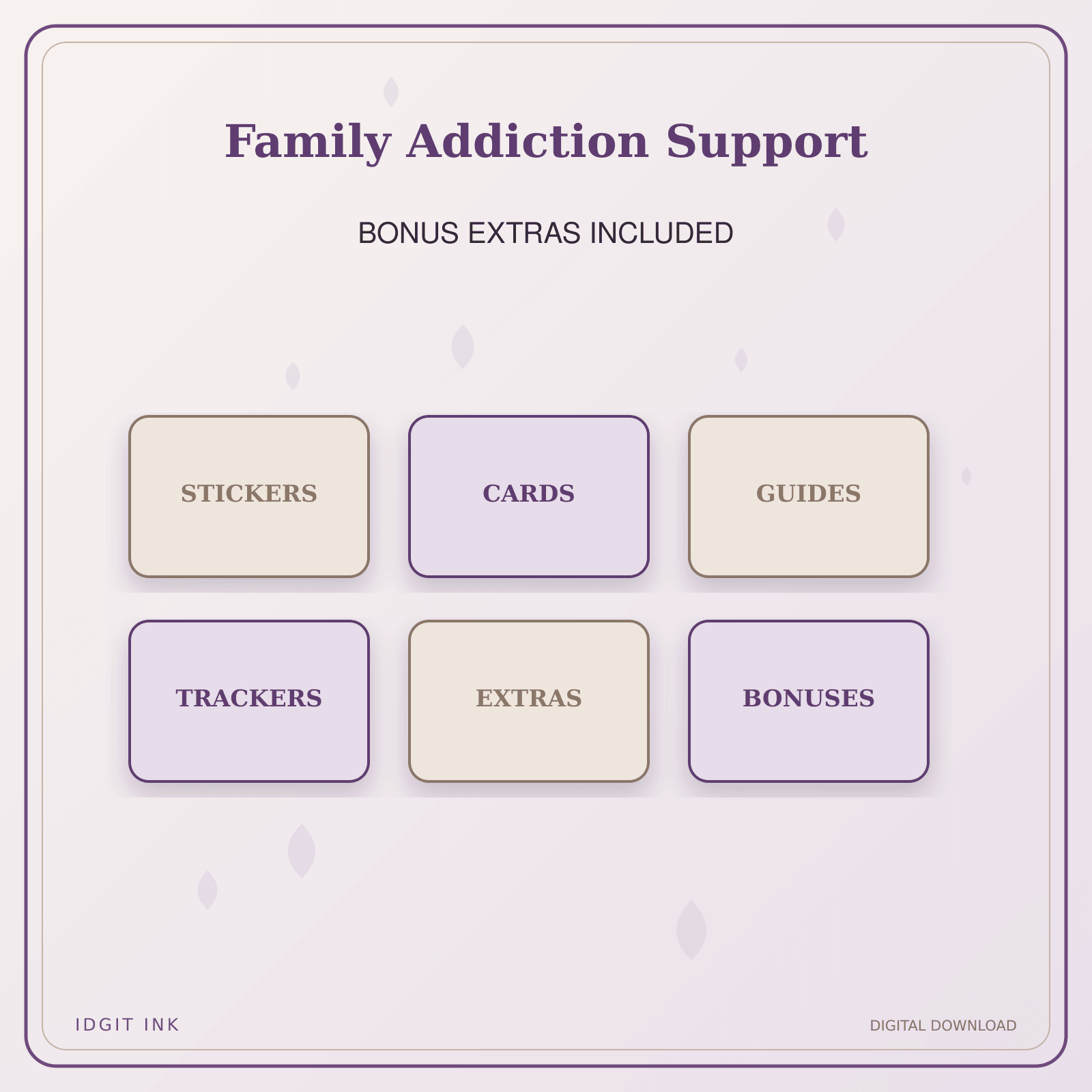 Idgit Ink Family Addiction Support deluxe journal and planner bundle — included digital stickers and cards