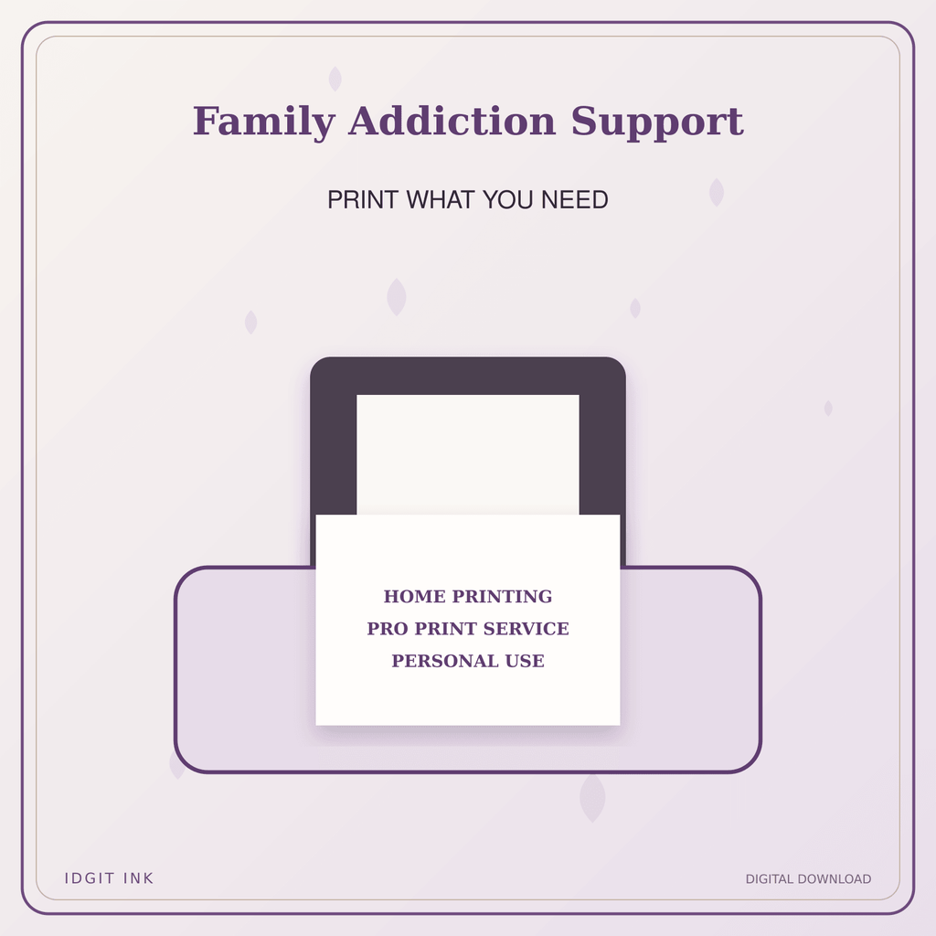 Idgit Ink Family Addiction Support deluxe journal and planner bundle — home and professional printing information
