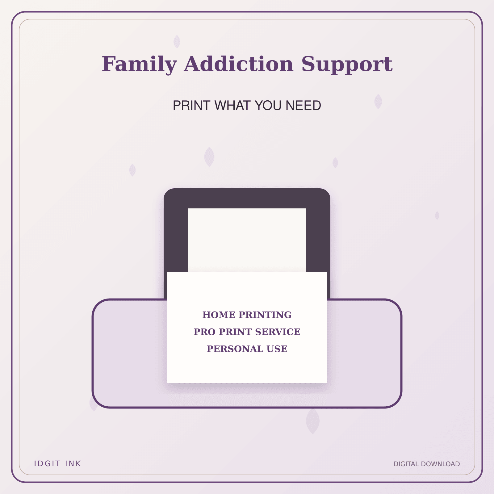 Idgit Ink Family Addiction Support deluxe journal and planner bundle — home and professional printing information