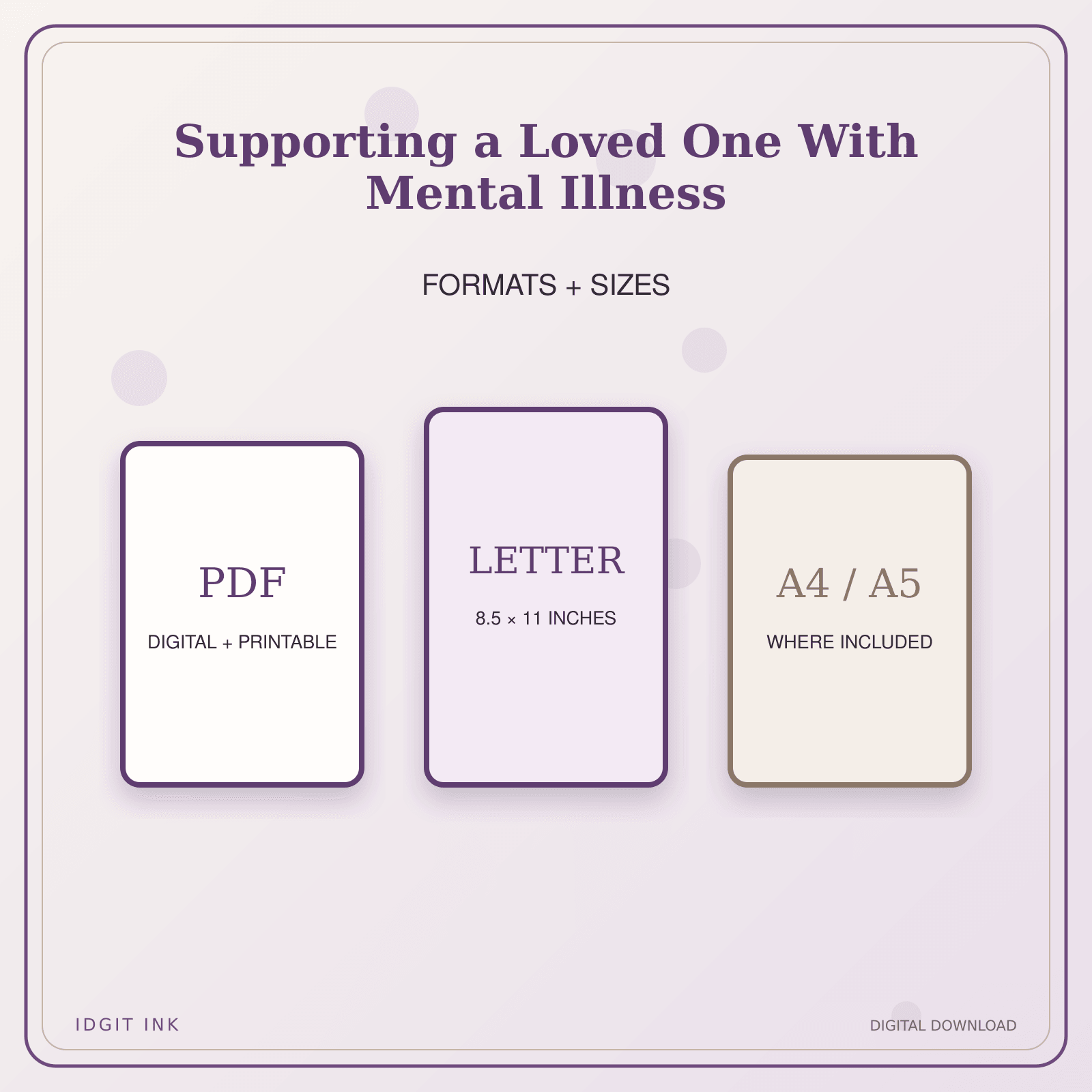 Idgit Ink Supporting a Loved One With Mental Illness deluxe journal and planner bundle — digital formats and available page sizes