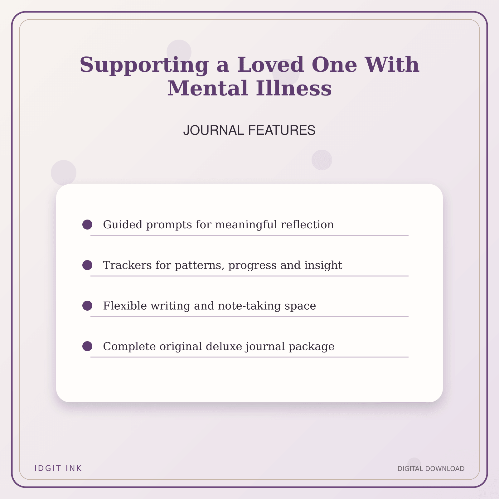 Idgit Ink Supporting a Loved One With Mental Illness deluxe journal and planner bundle — journal prompts and reflection features