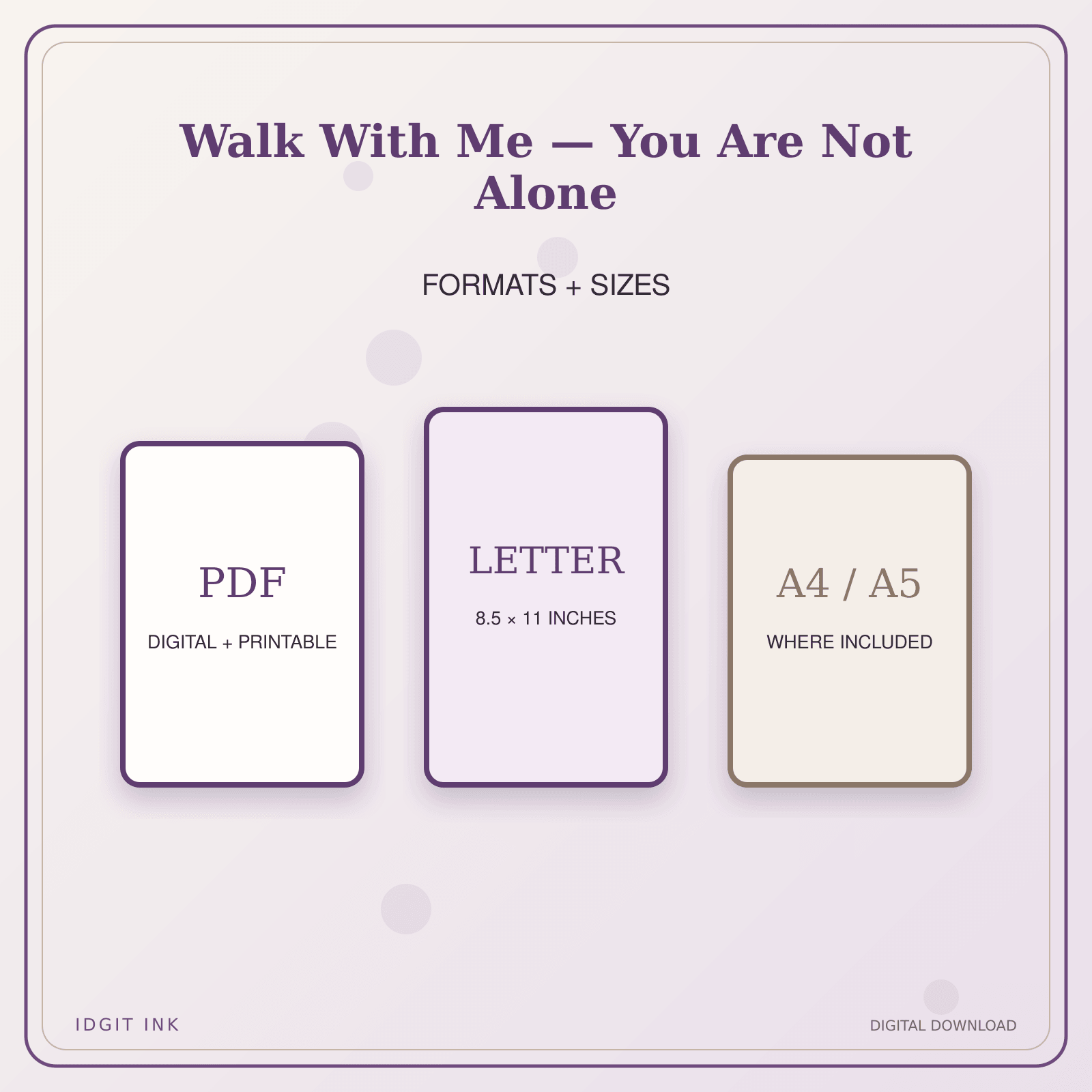 Idgit Ink Walk With Me — You Are Not Alone deluxe journal and planner bundle — digital formats and available page sizes