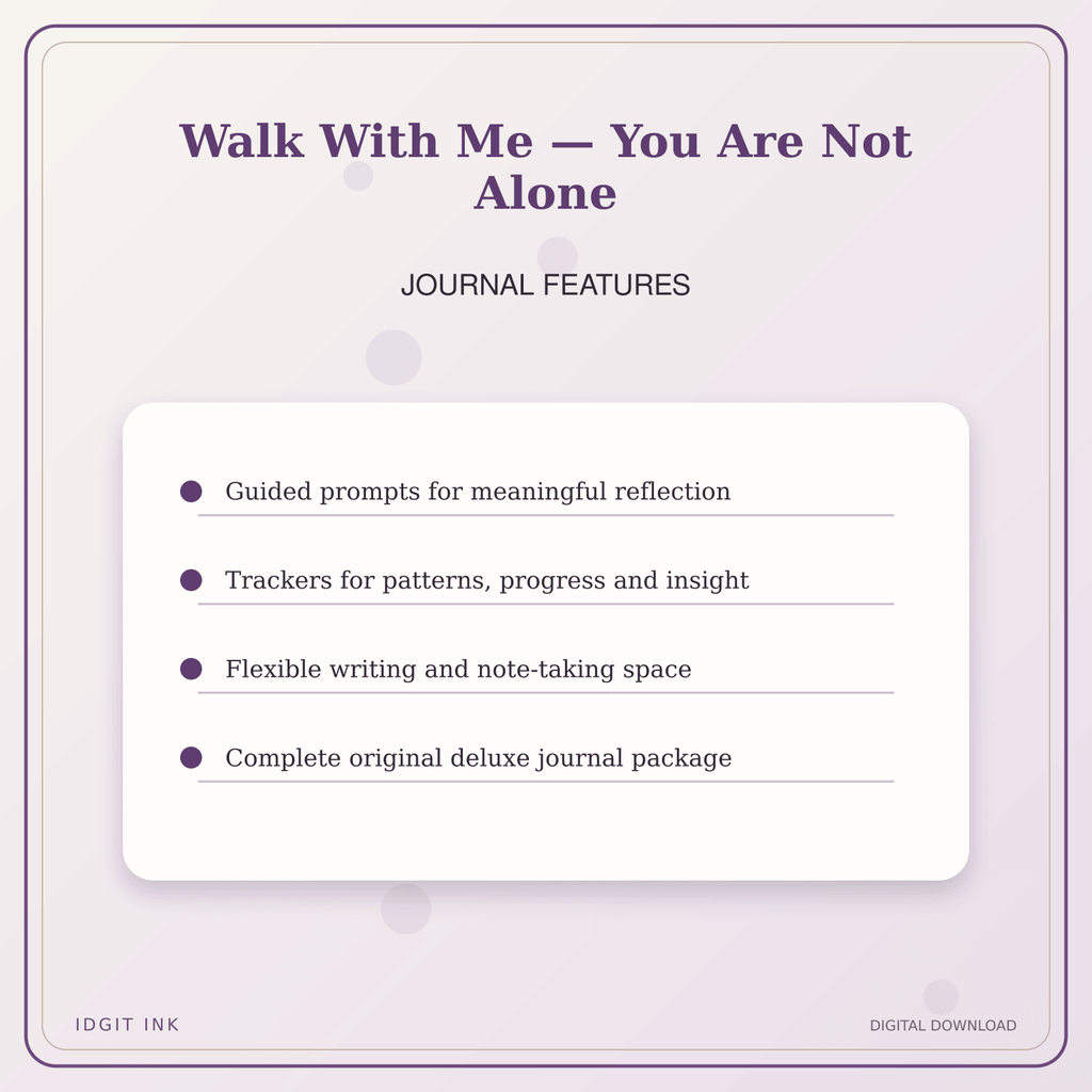 Idgit Ink Walk With Me — You Are Not Alone deluxe journal and planner bundle — journal prompts and reflection features