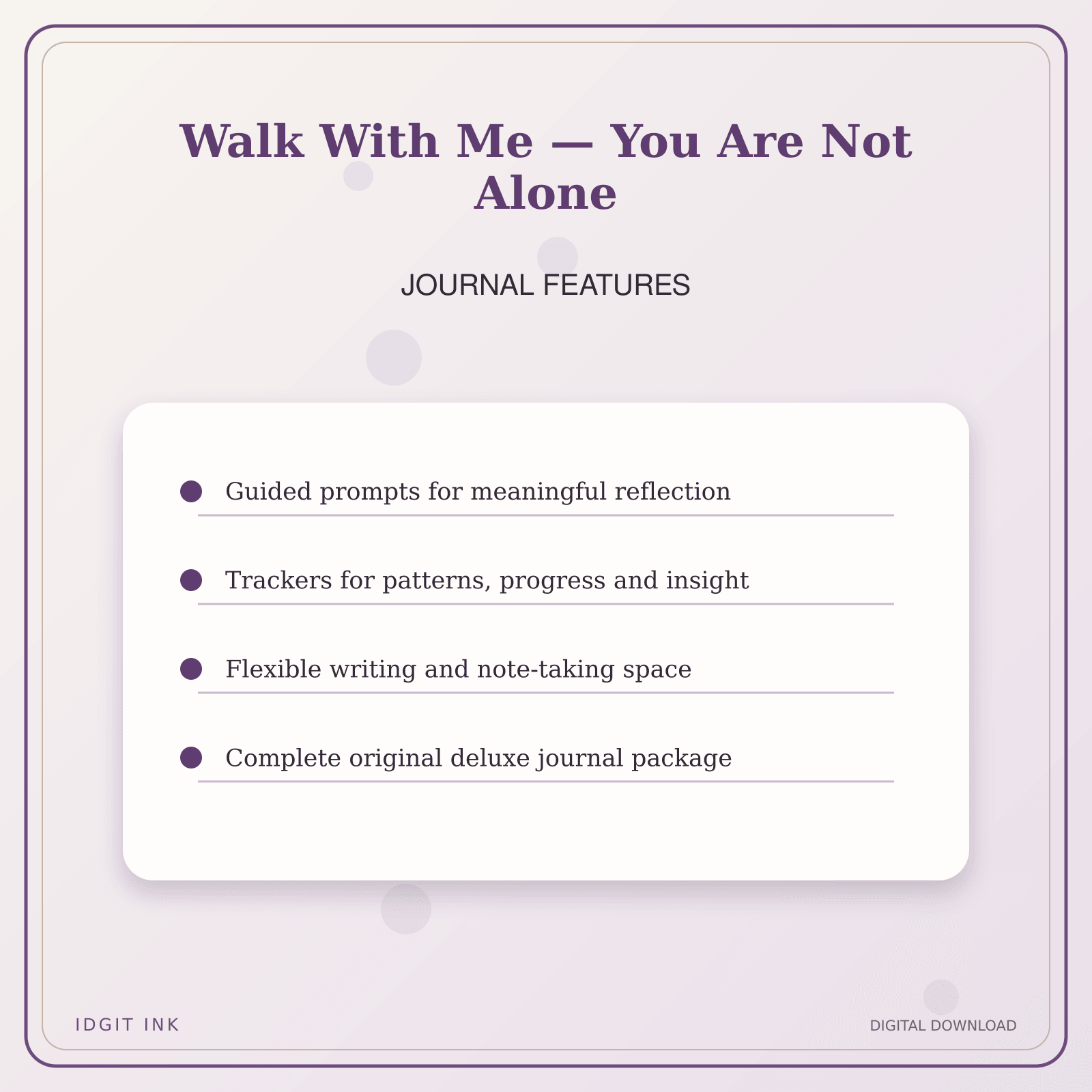 Idgit Ink Walk With Me — You Are Not Alone deluxe journal and planner bundle — journal prompts and reflection features