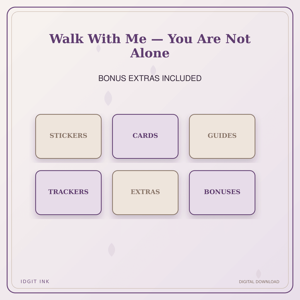 Idgit Ink Walk With Me — You Are Not Alone deluxe journal and planner bundle — included digital stickers and cards