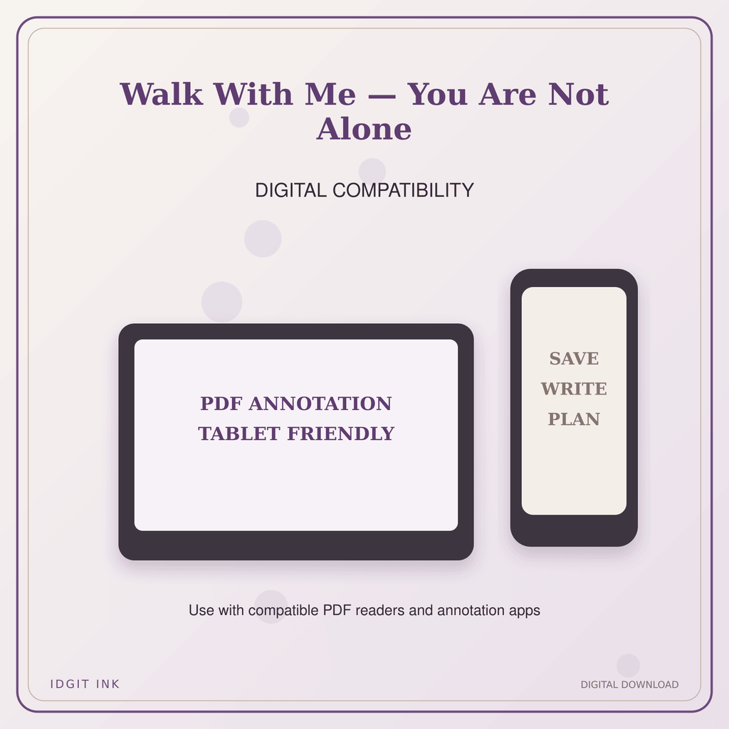 Idgit Ink Walk With Me — You Are Not Alone deluxe journal and planner bundle — tablet and pdf annotation compatibility