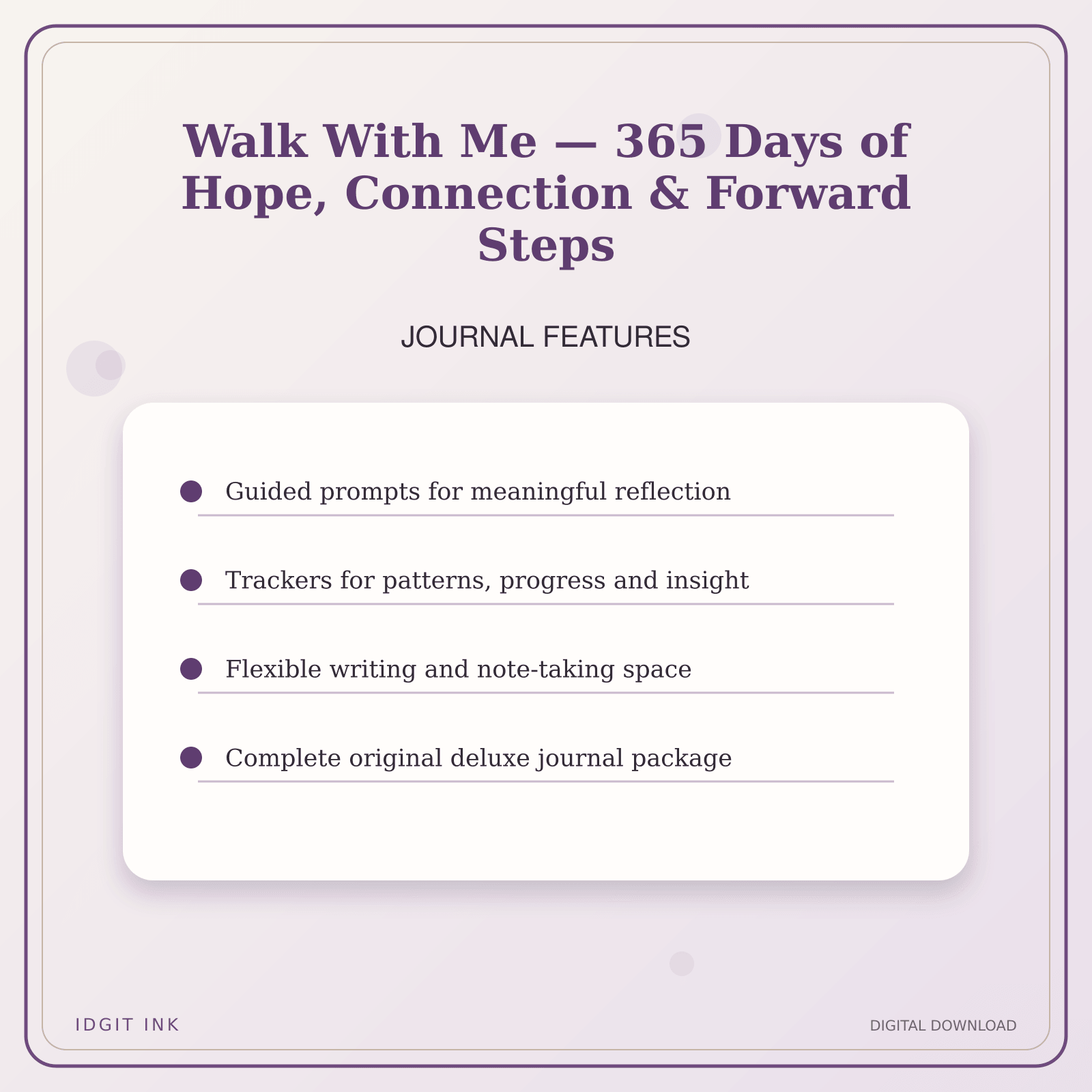 Idgit Ink Walk With Me — 365 Days of Hope, Connection & Forward Steps deluxe journal and planner bundle — journal prompts and reflection features