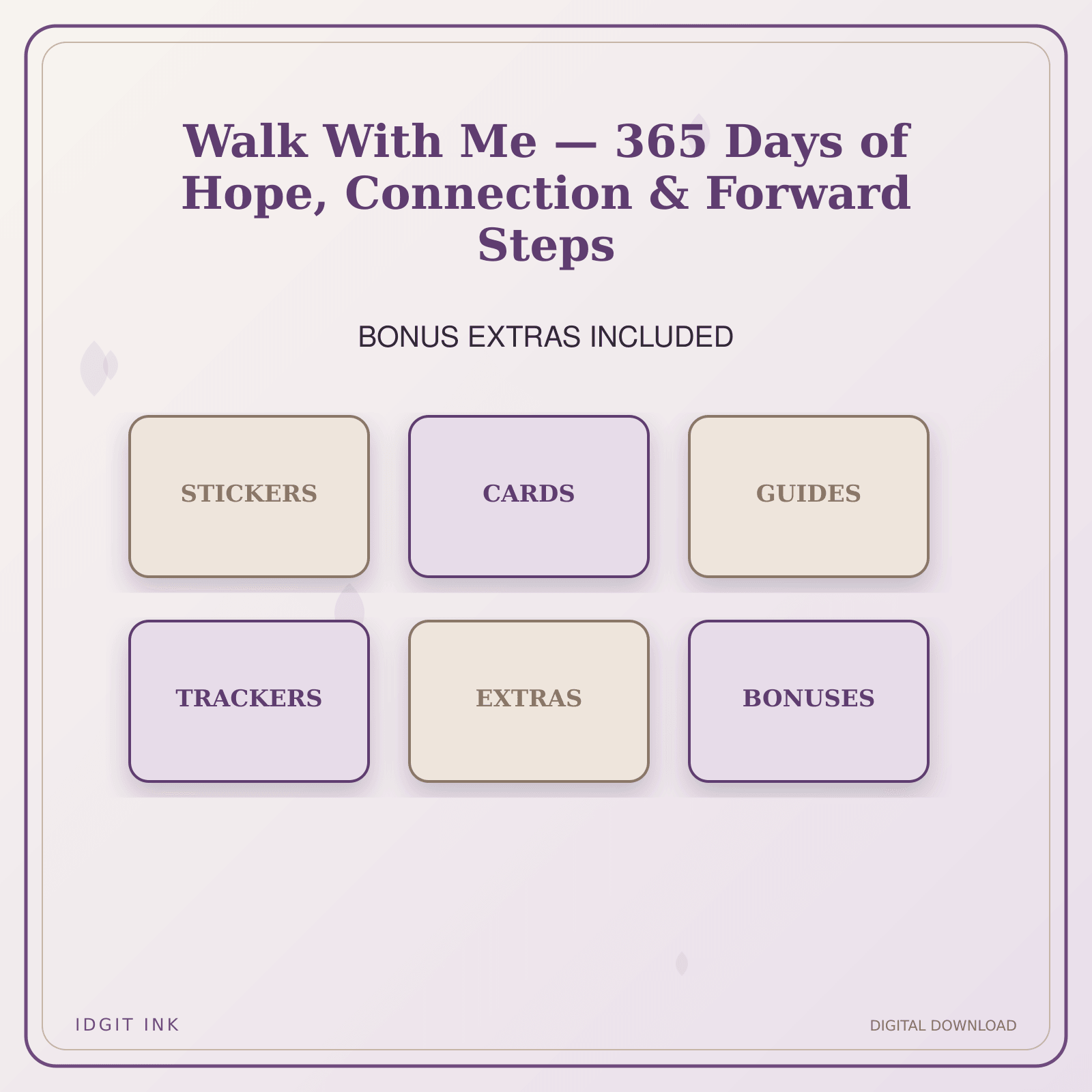 Idgit Ink Walk With Me — 365 Days of Hope, Connection & Forward Steps deluxe journal and planner bundle — included digital stickers and cards
