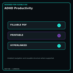 ADHD Productivity fillable printable and hyperlinked digital features