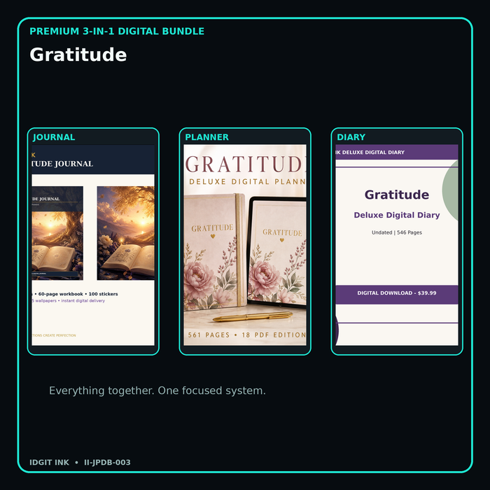 Gratitude — Basic Journal + Planner + Diary Bundle