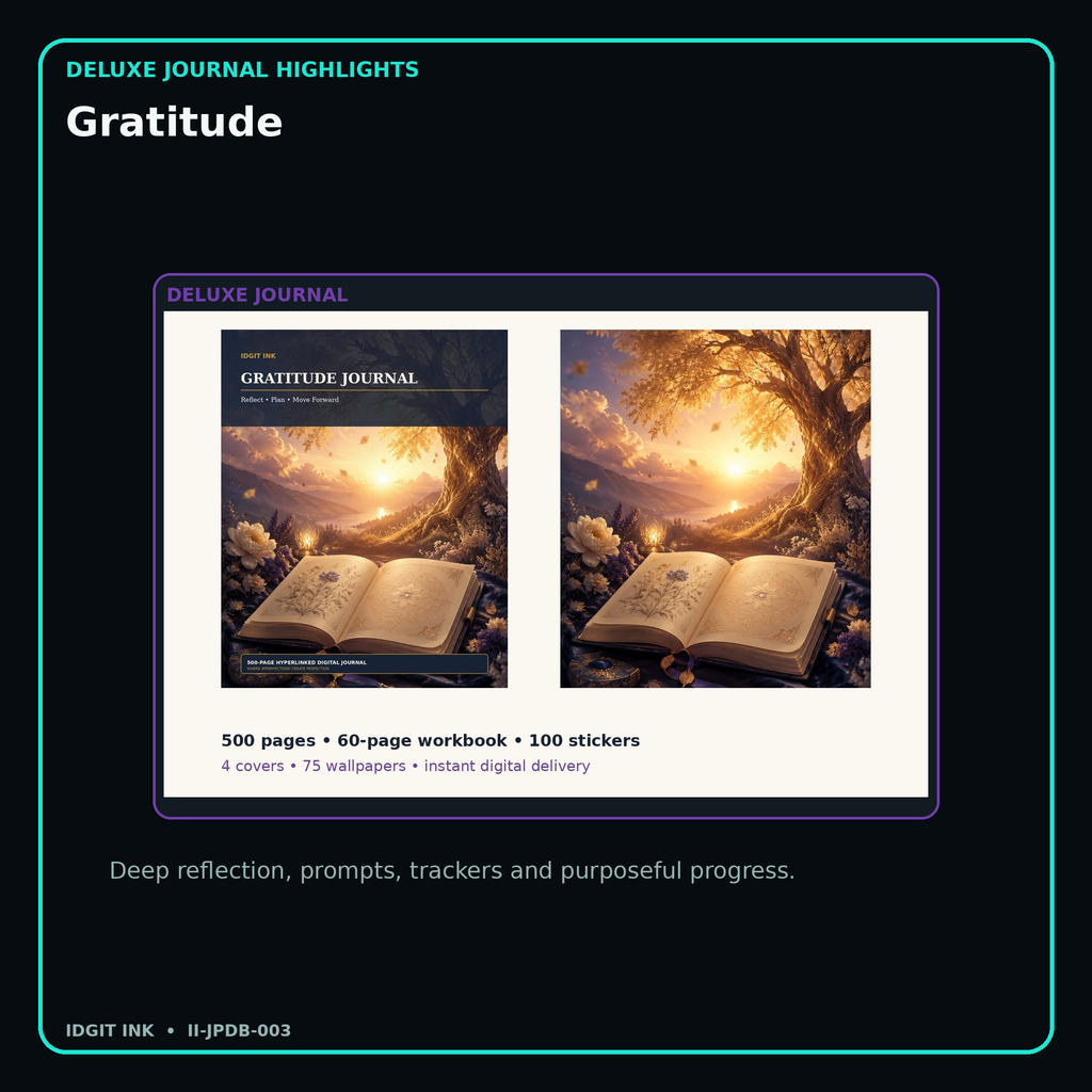 Gratitude deluxe digital journal features and guided reflection pages