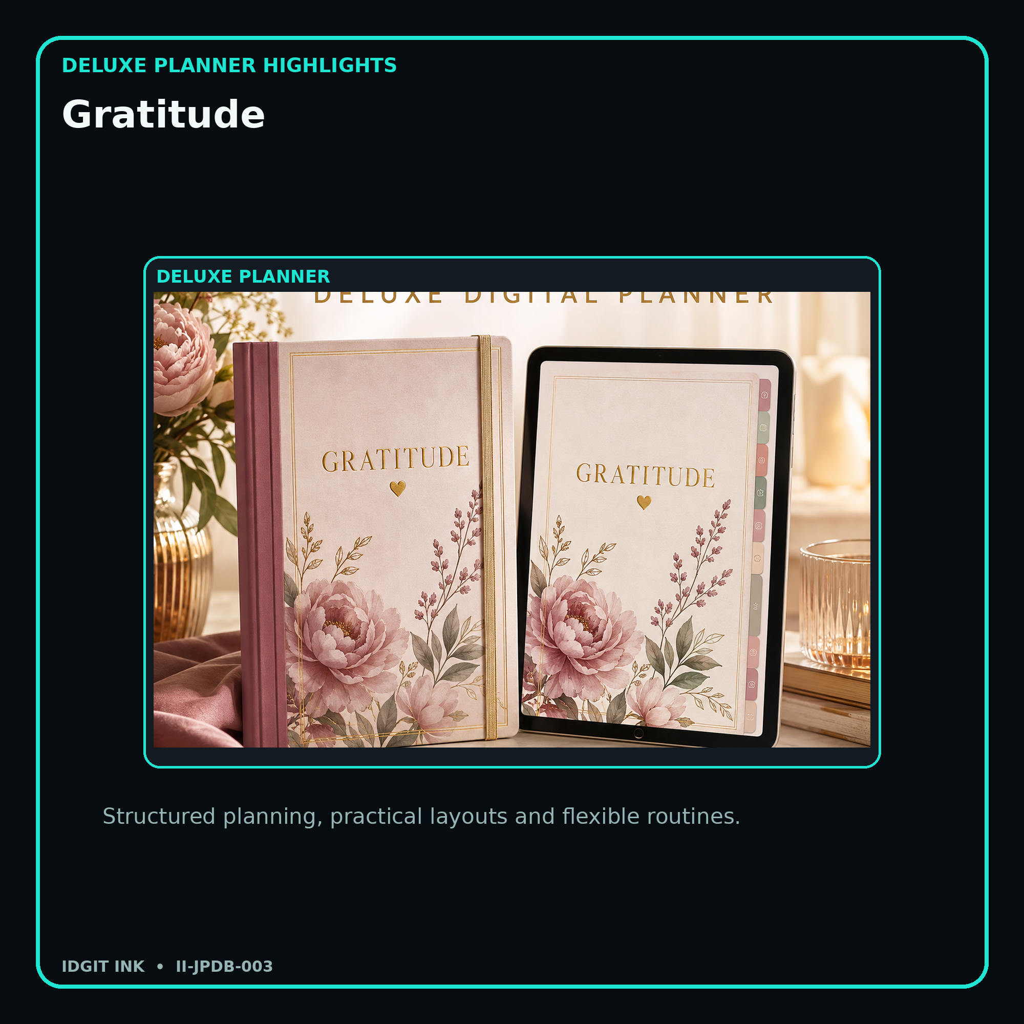 Gratitude deluxe digital planner features and flexible organization