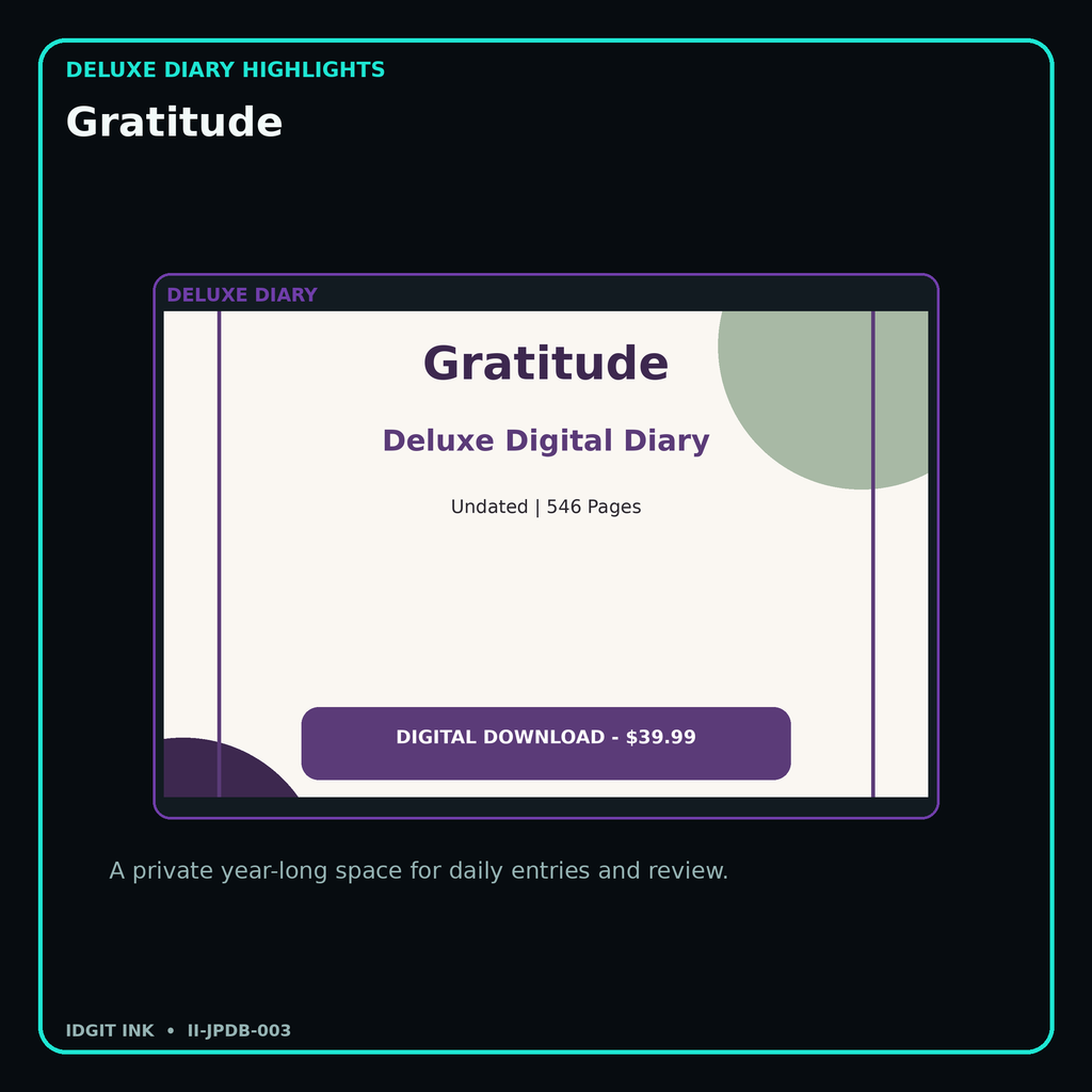 Gratitude deluxe digital diary features and undated daily entries