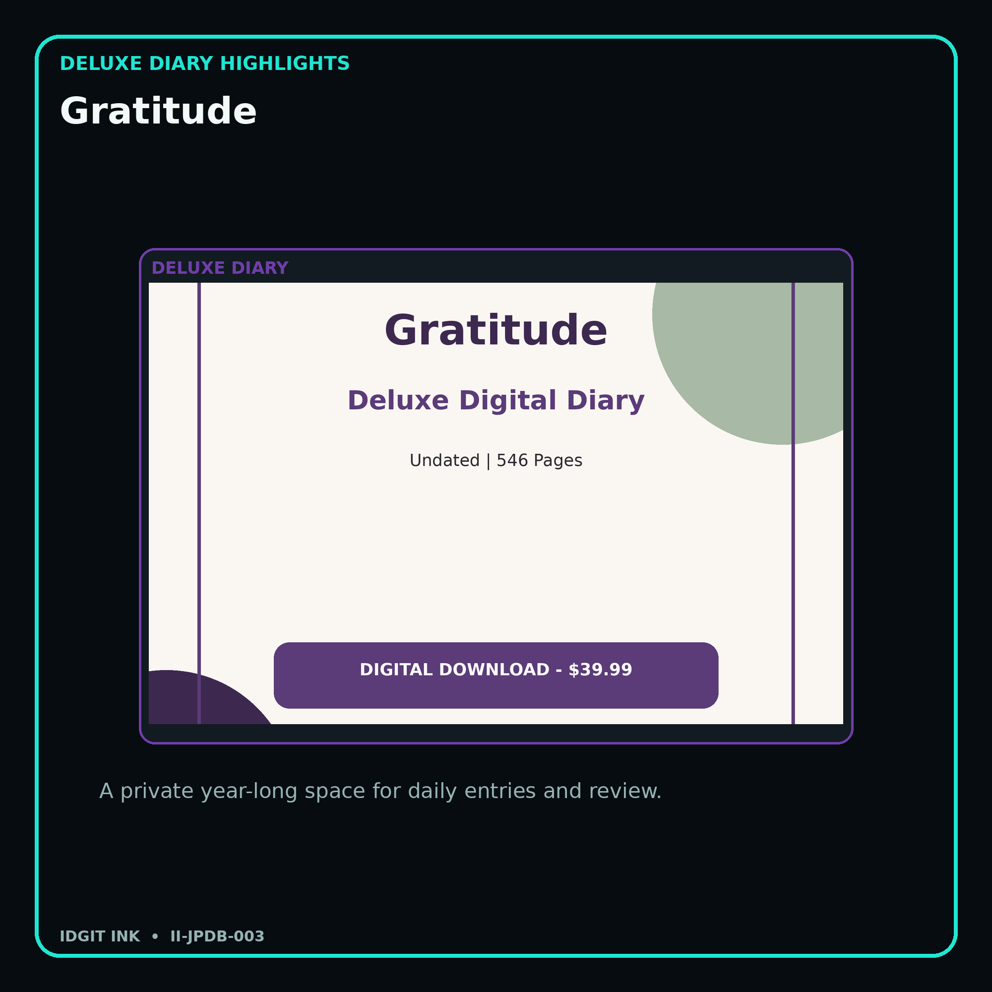 Gratitude deluxe digital diary features and undated daily entries