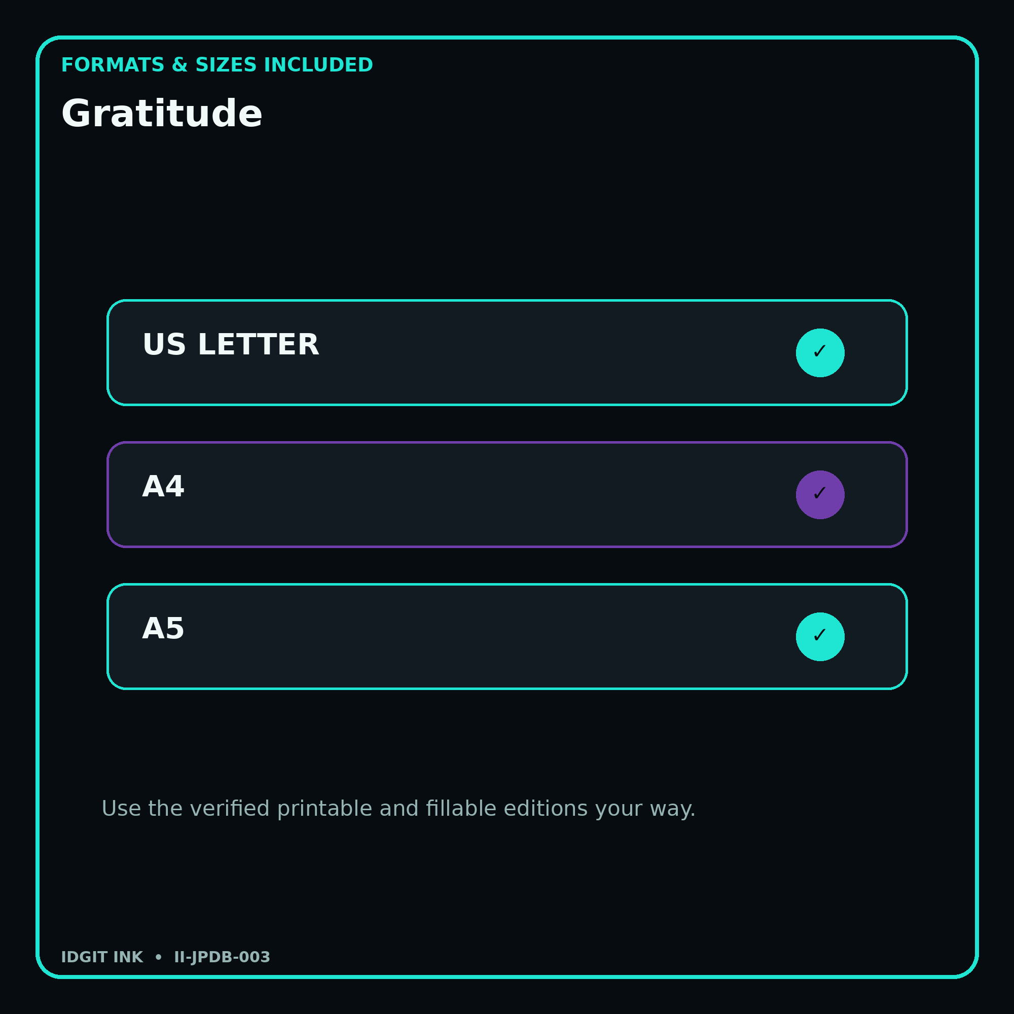 Gratitude digital bundle formats in US Letter A4 and A5