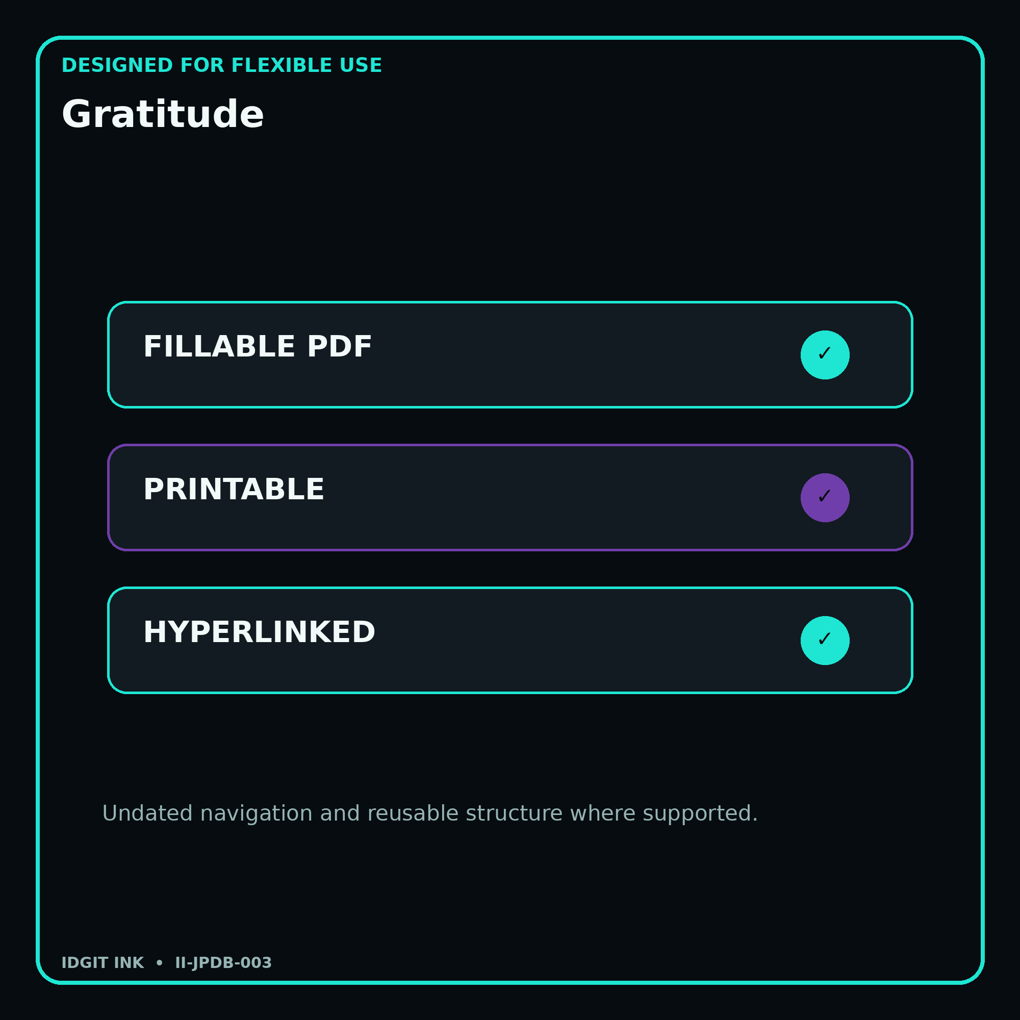 Gratitude fillable printable and hyperlinked digital features