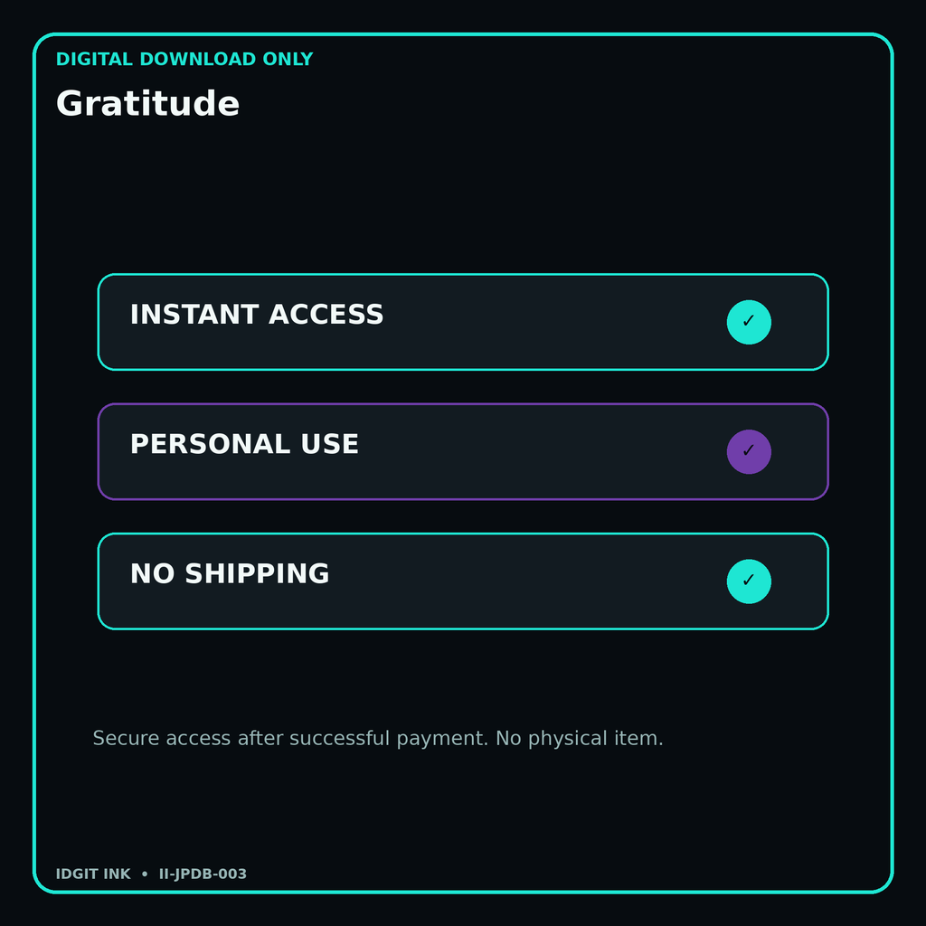 Gratitude secure digital download personal-use and no-shipping notice