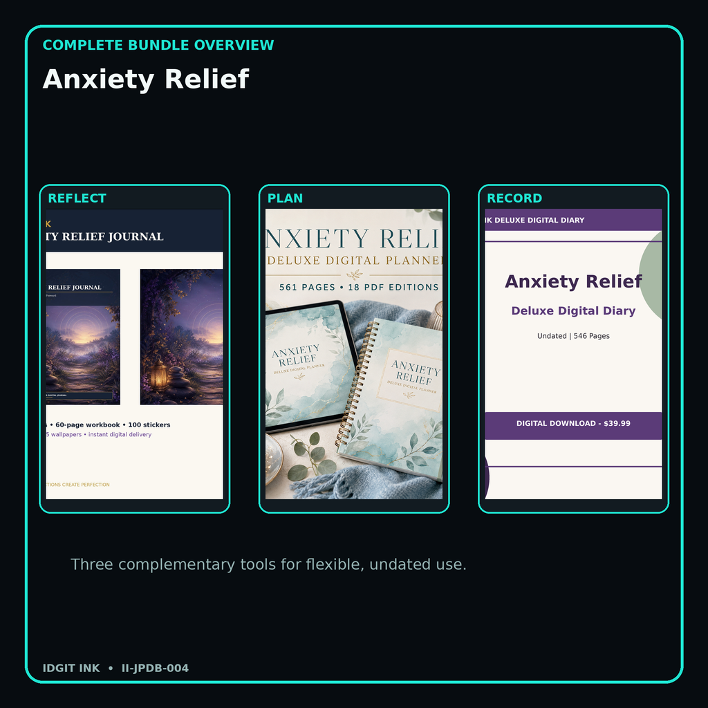 Anxiety Relief complete three-product digital bundle overview