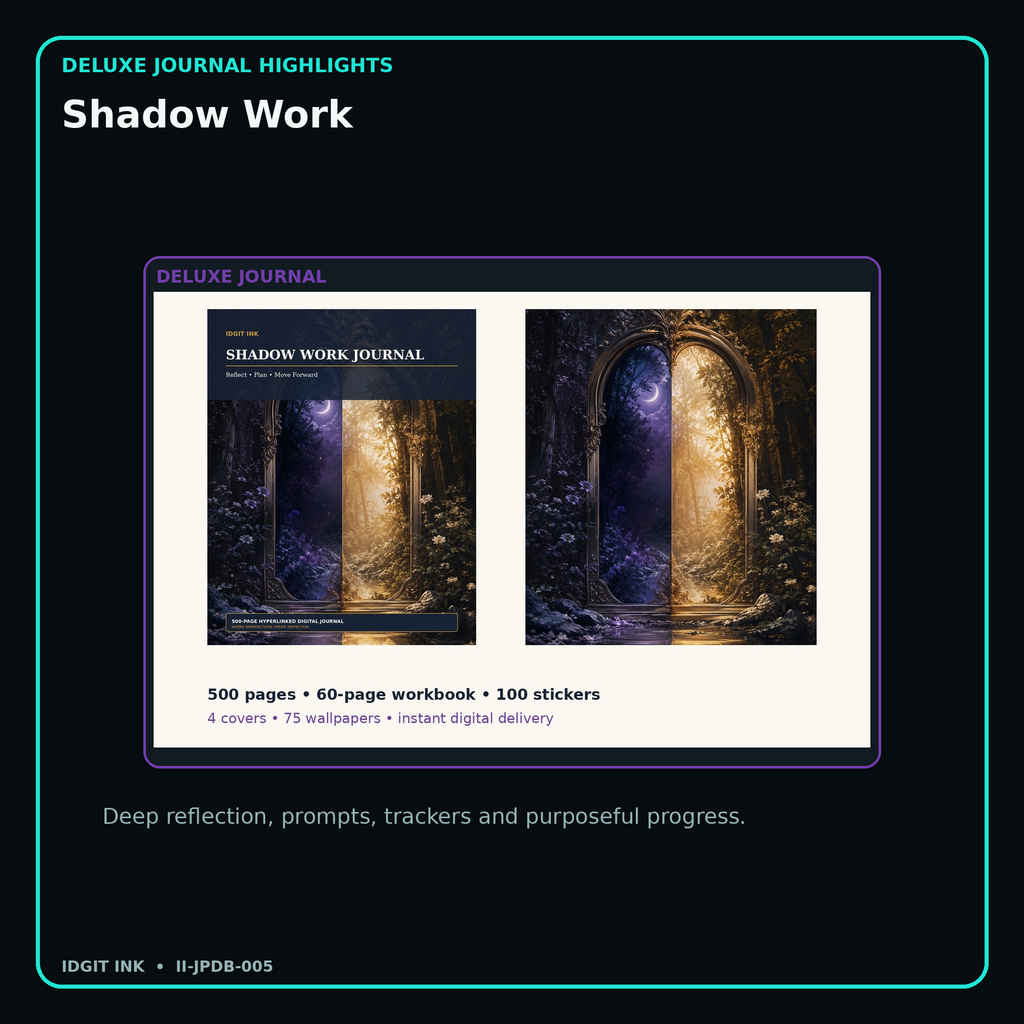 Shadow Work deluxe digital journal features and guided reflection pages