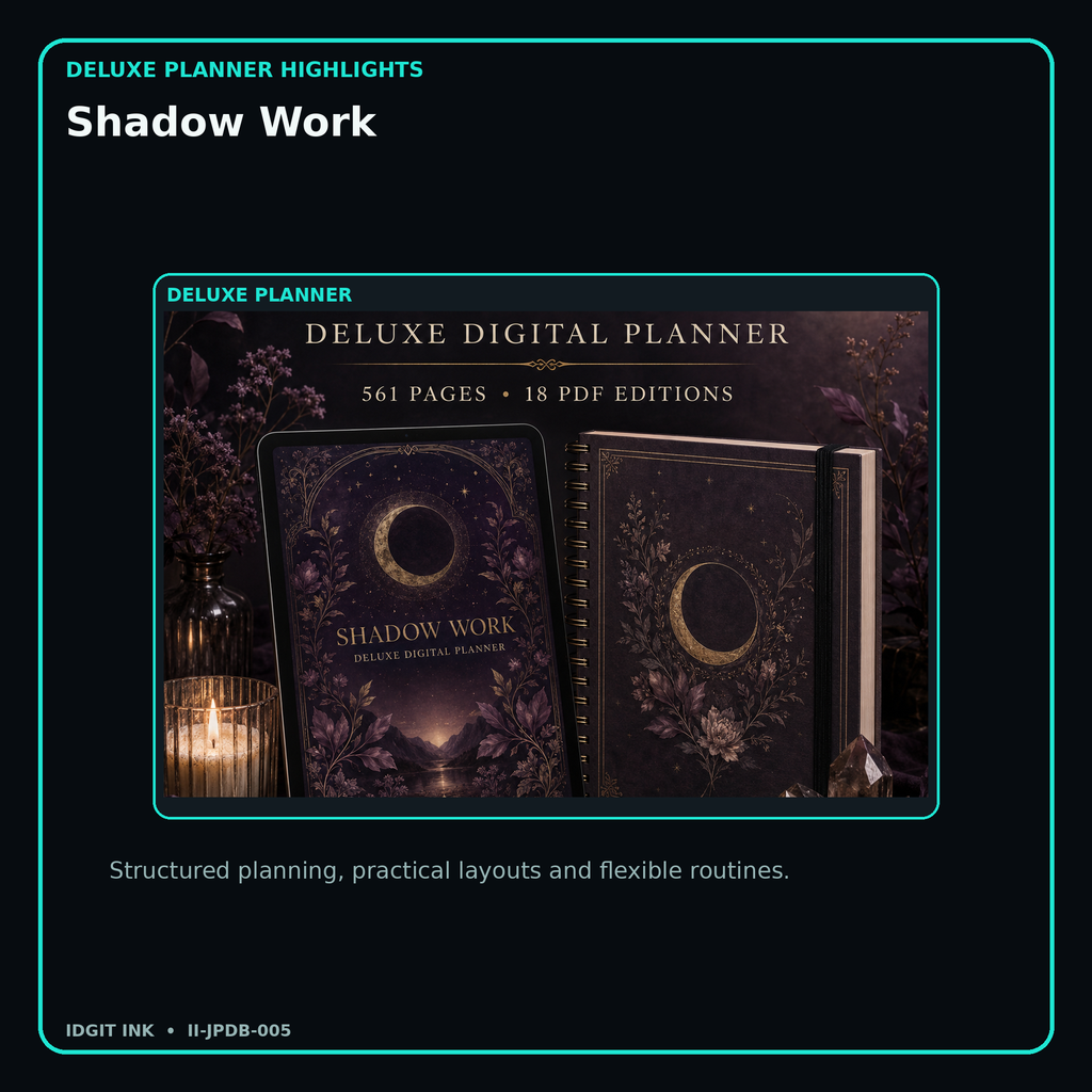 Shadow Work deluxe digital planner features and flexible organization