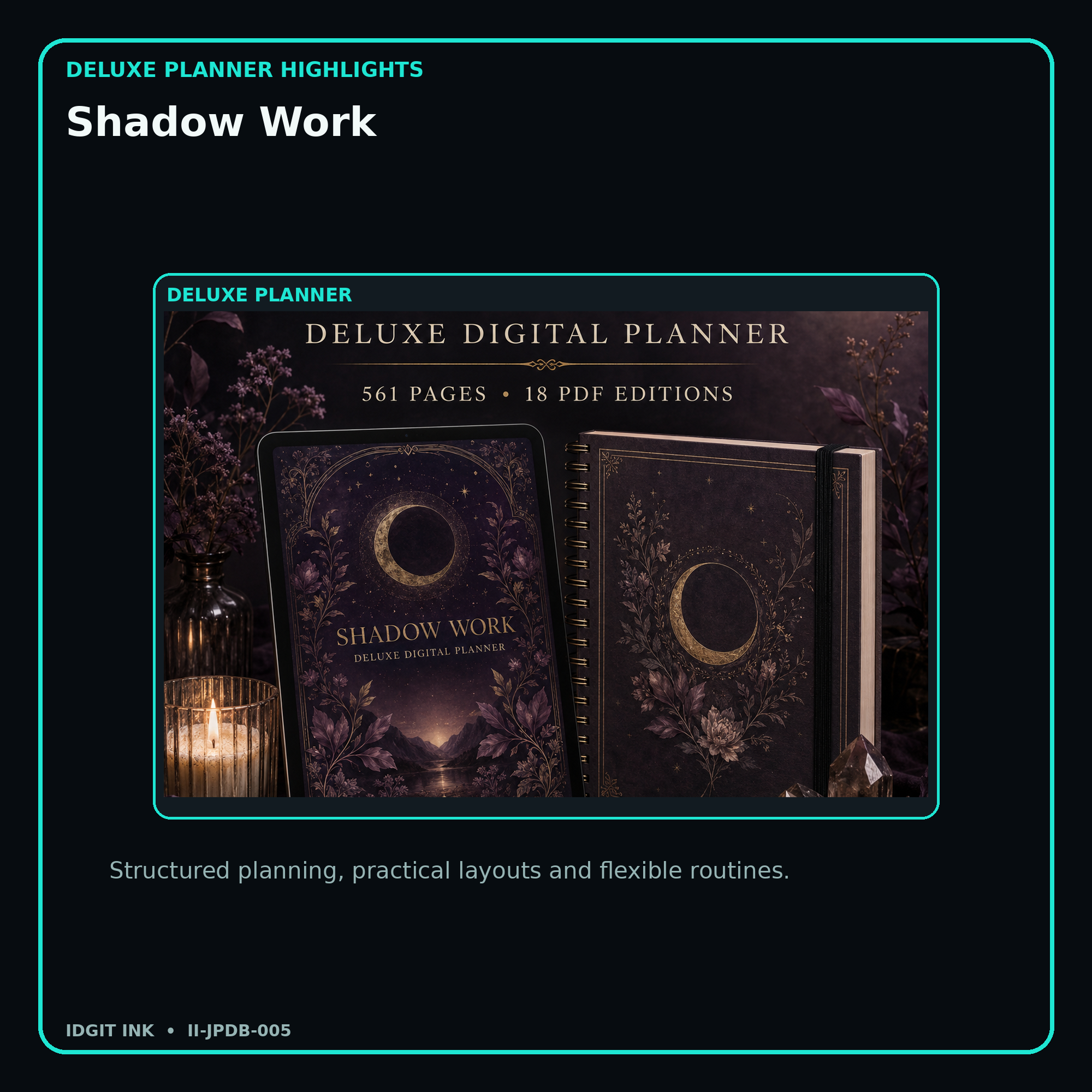 Shadow Work deluxe digital planner features and flexible organization