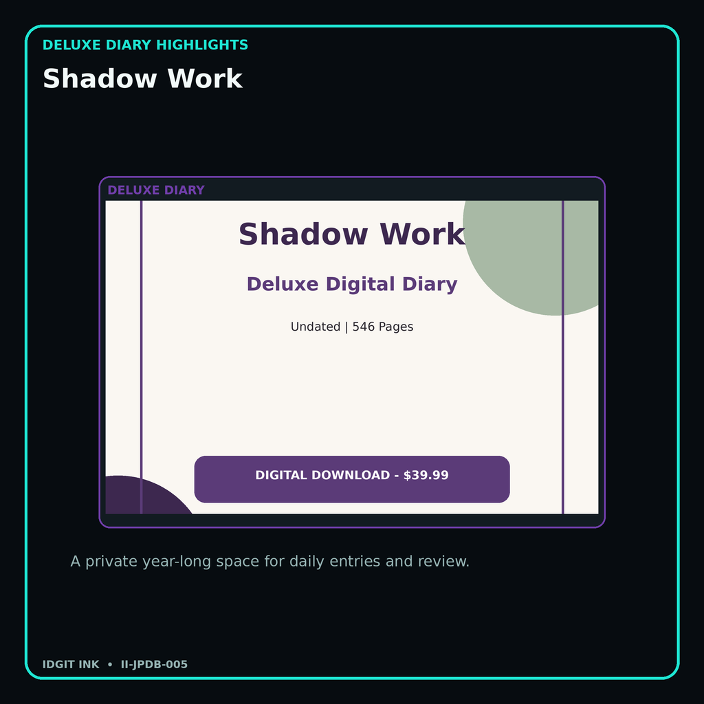 Shadow Work deluxe digital diary features and undated daily entries