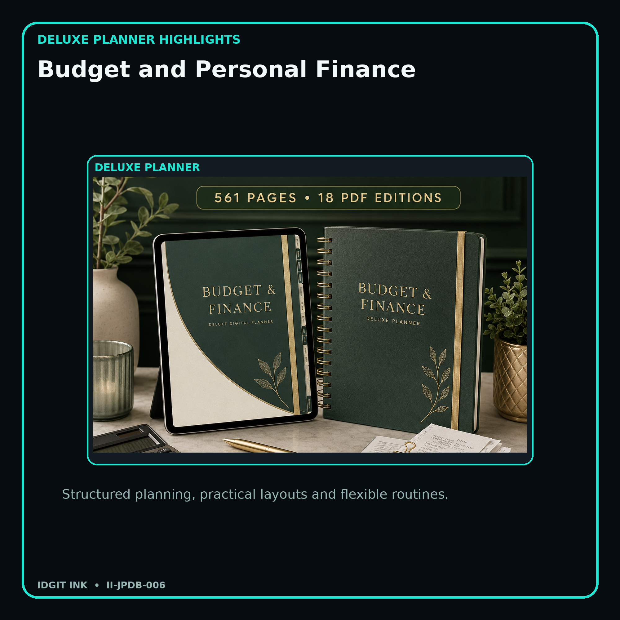 Budget and Personal Finance deluxe digital planner features and flexible organization