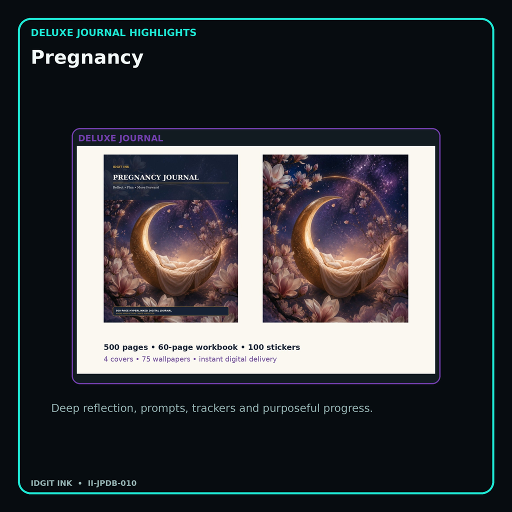 Pregnancy deluxe digital journal features and guided reflection pages